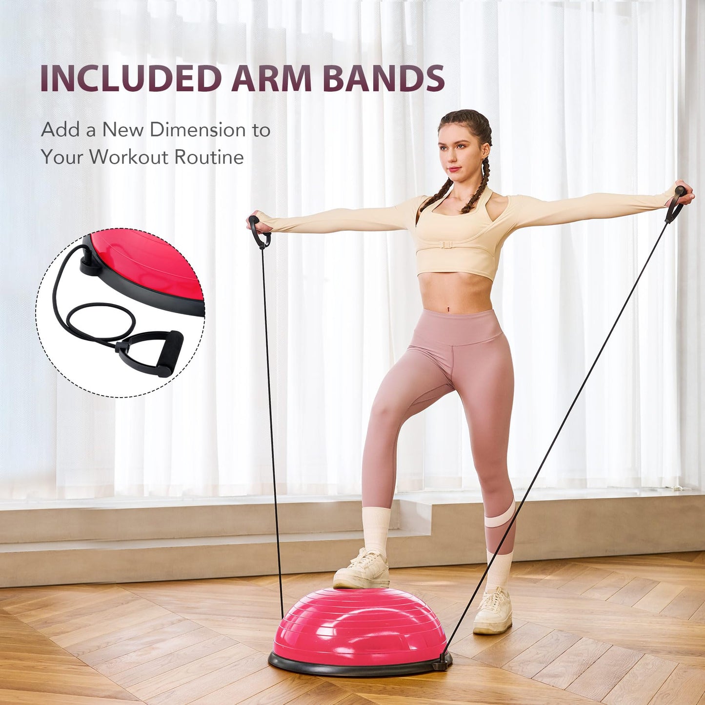 ZELUS Balance Ball Trainer with Resistance Bands