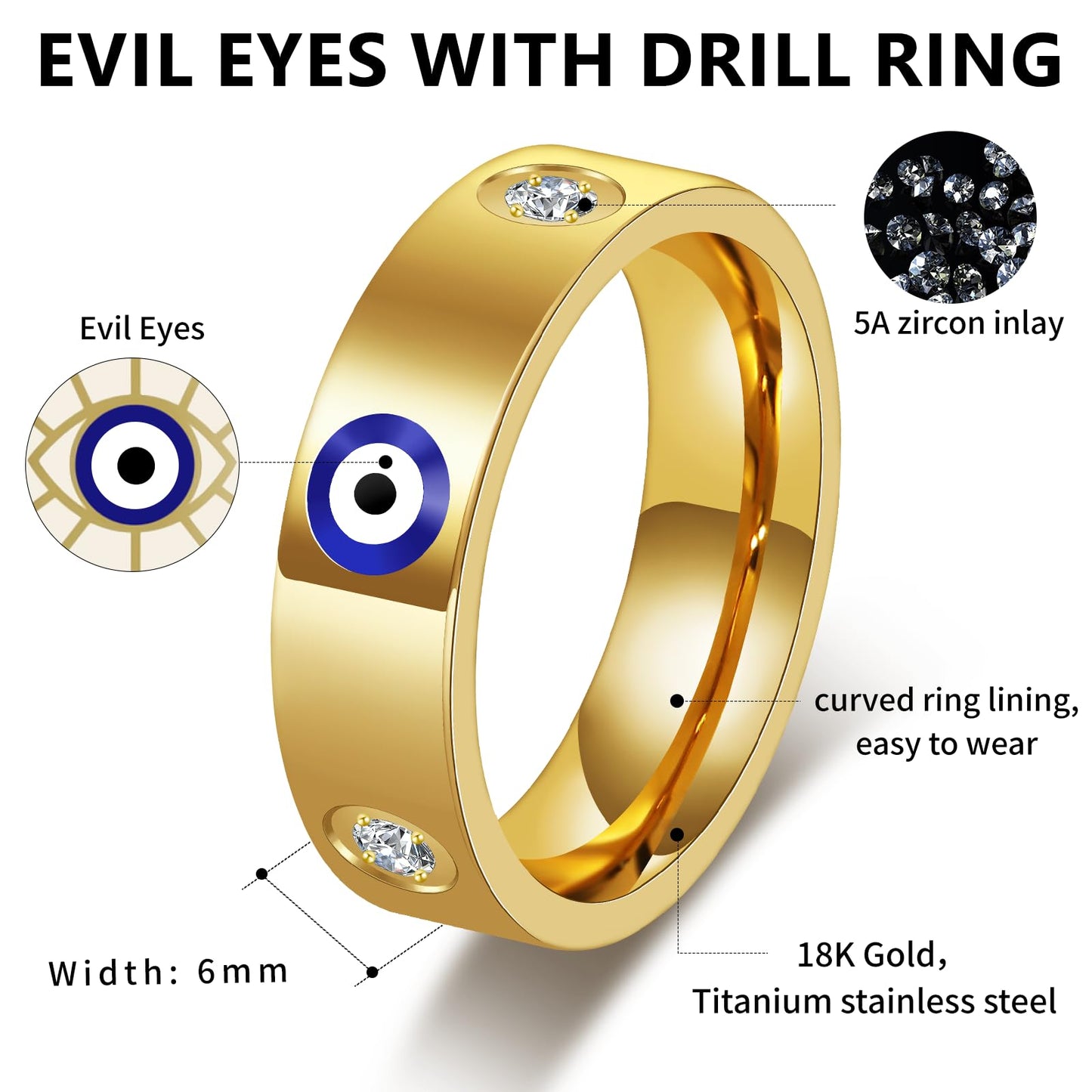 18K Gold Evil Eye Ring