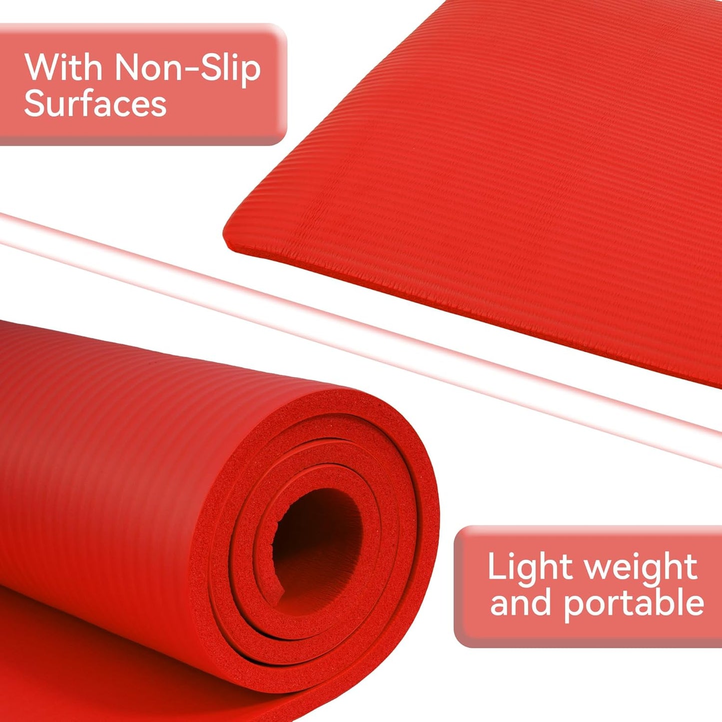 Extra Thick 1/2" High-Density Yoga Mat with Strap