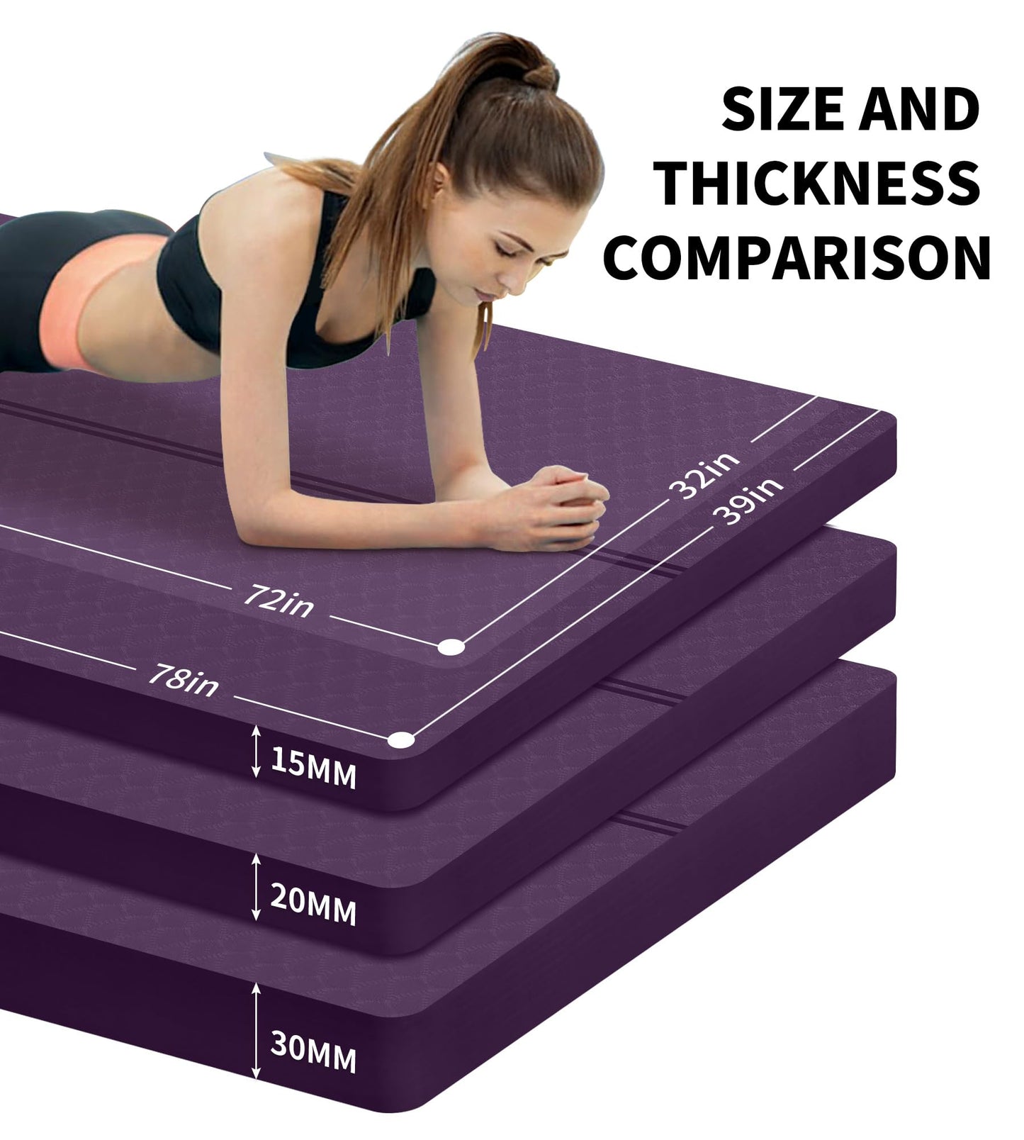 Nuveti Large Thick Yoga & Exercise Mat with Bag