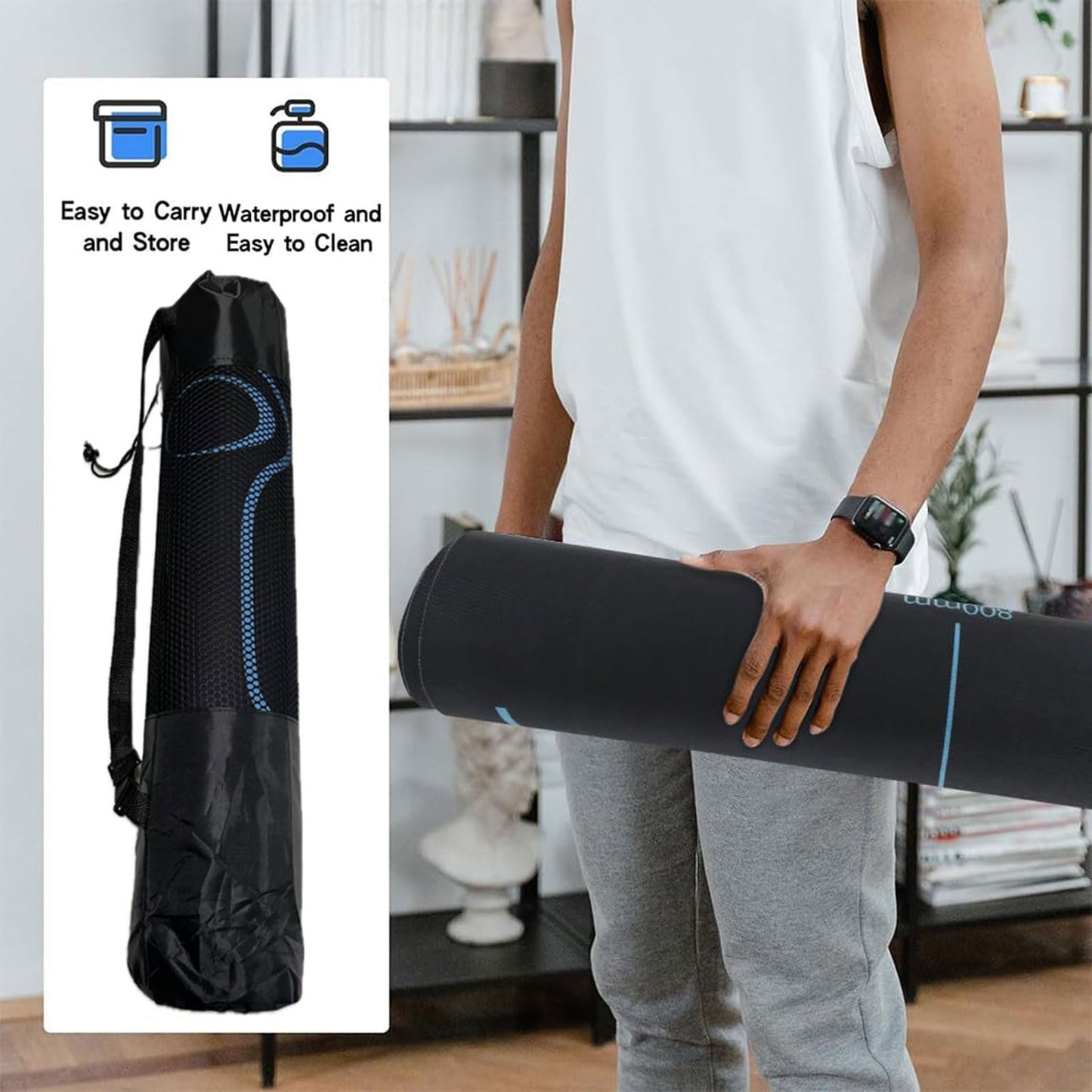 Non-Slip 7mm Exercise & Ab Roller Mat with Bag