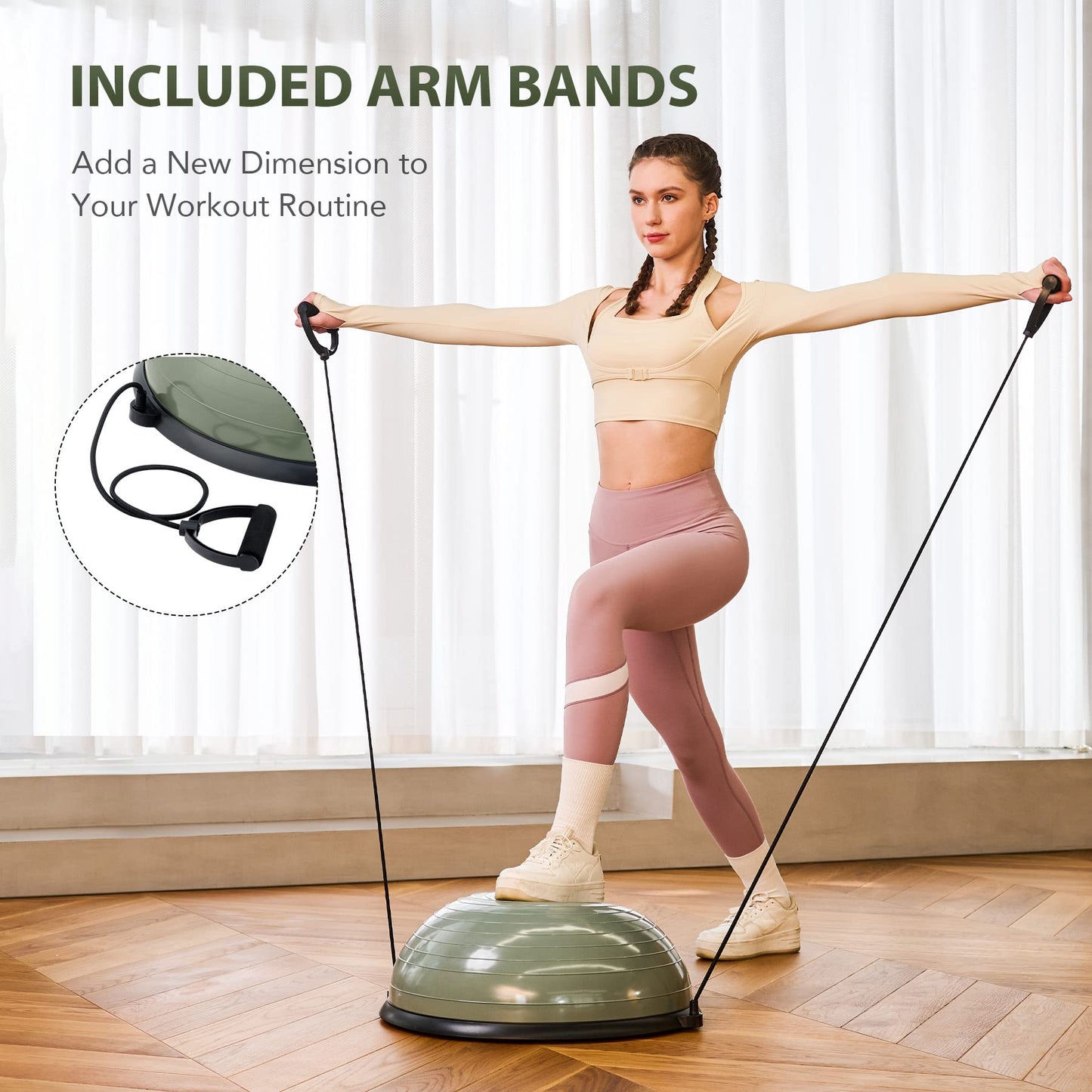 ZELUS Balance Ball Trainer with Resistance Bands