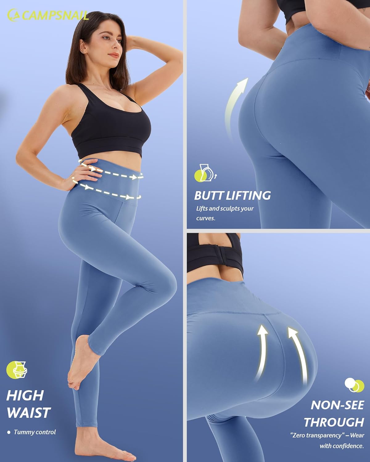 CAMPSNAIL 4-Pack Women’s High Waisted Leggings