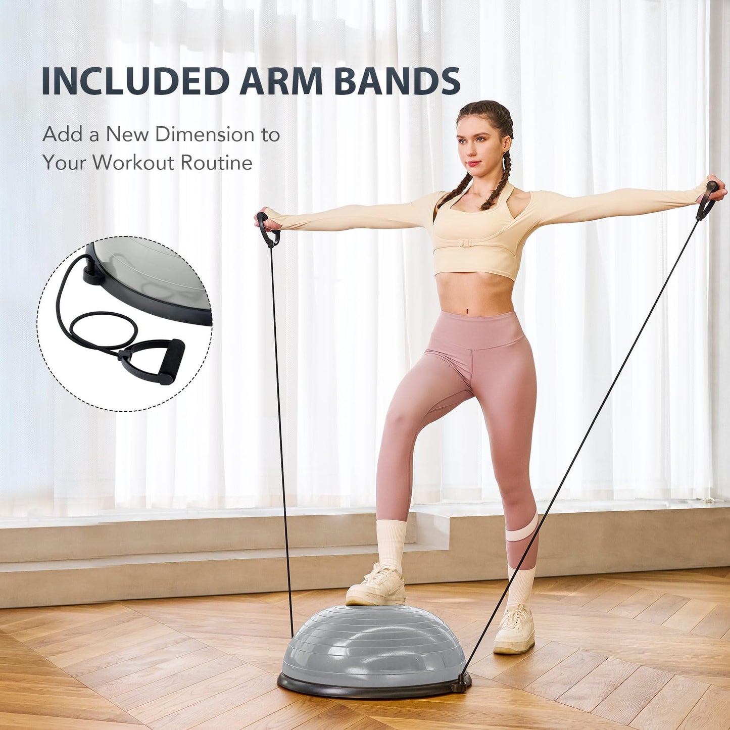 ZELUS Balance Ball Trainer with Resistance Bands