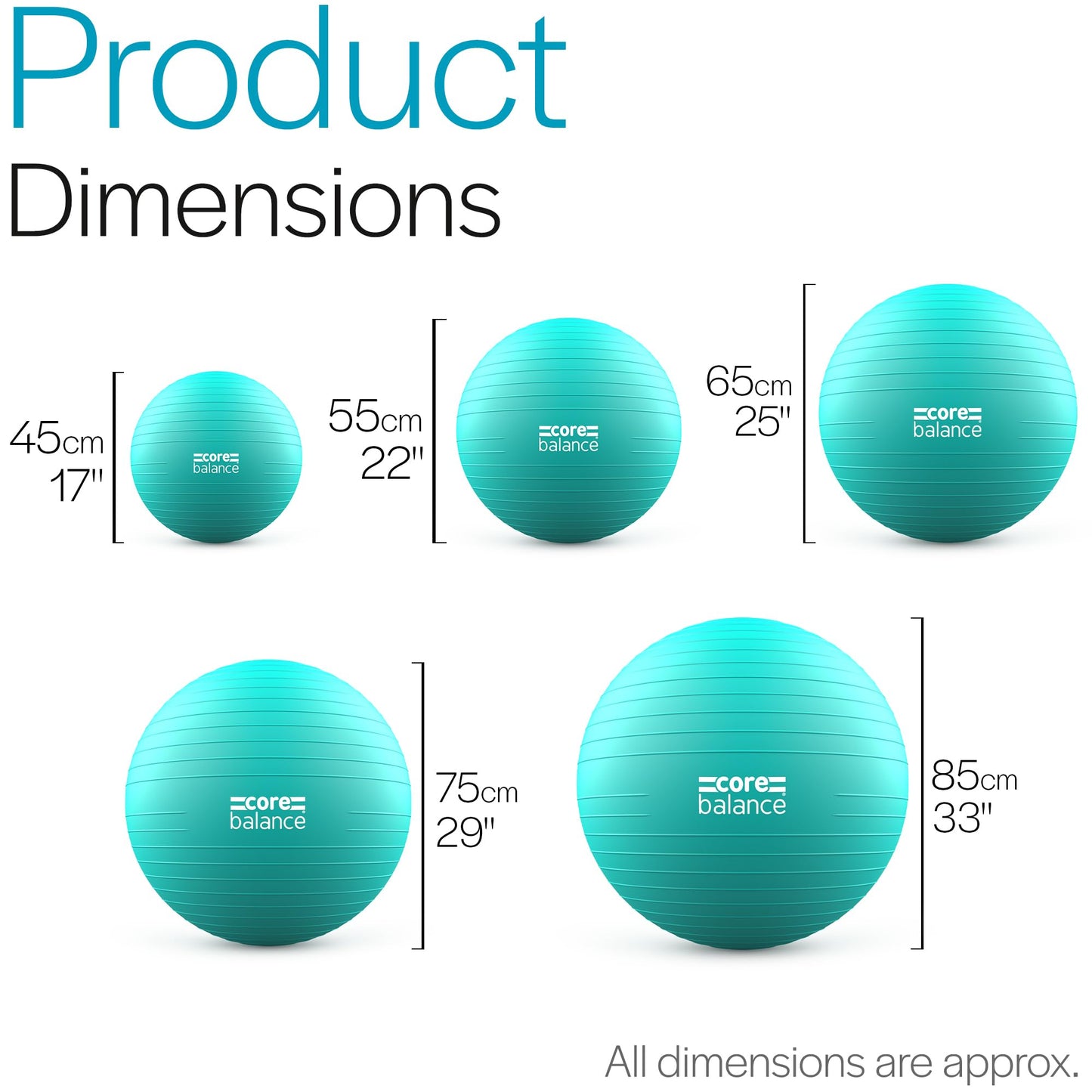 Exercise Ball – Anti-Burst, Slip-Resistant, with Pump