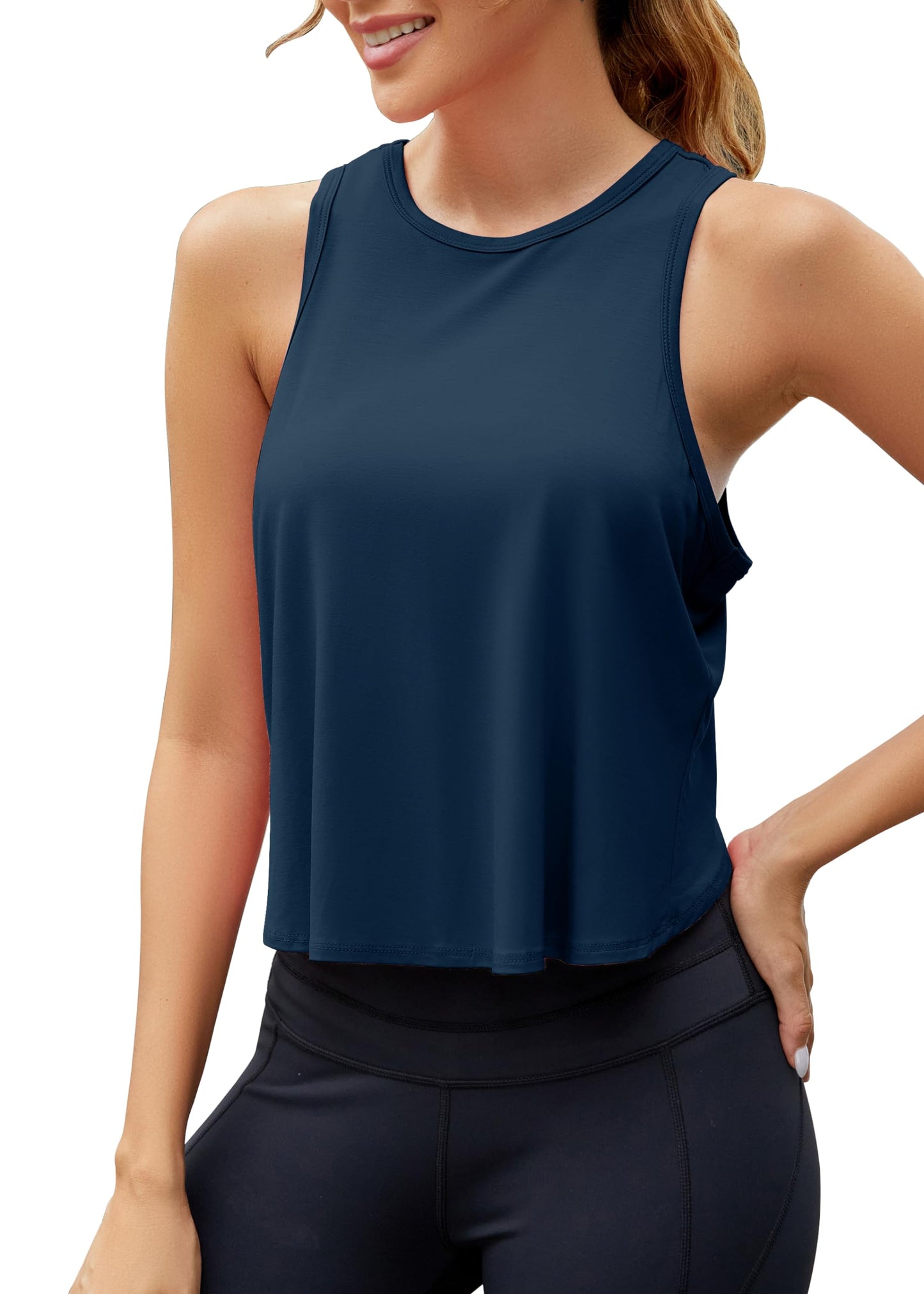 Mippo Cropped Open Back Workout Tank Top