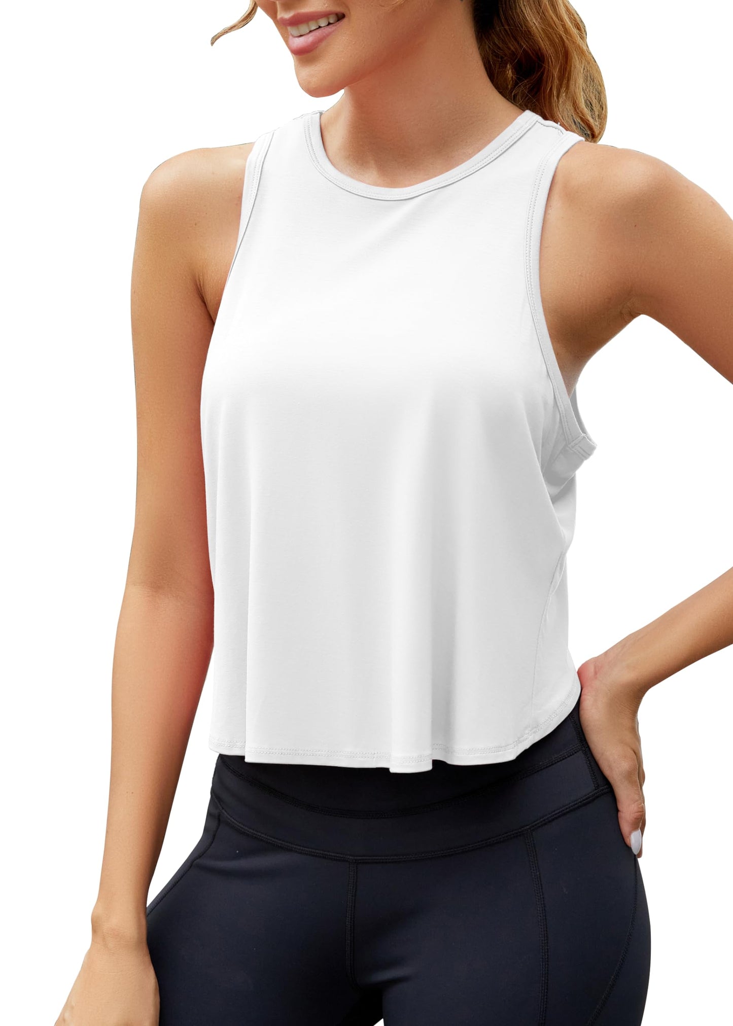 Mippo Cropped Open Back Workout Tank Top