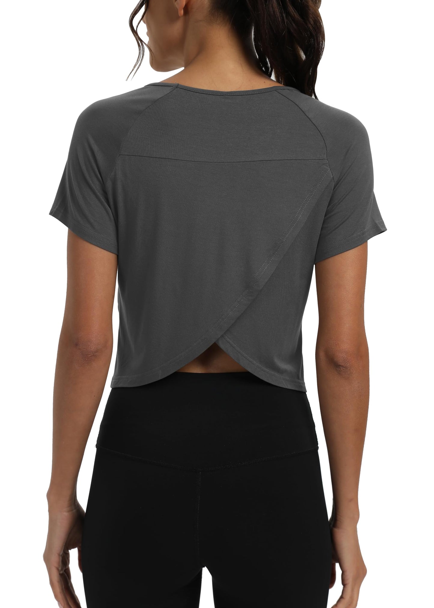 Mippo Women’s Cropped Split Back Workout Top