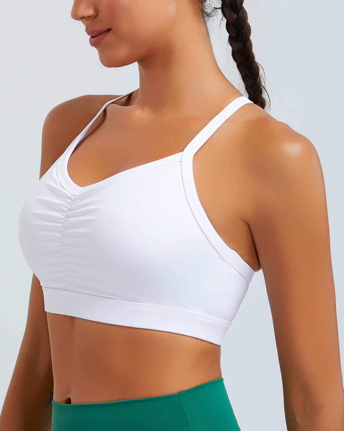 RUNNING GIRL Ruched V-Neck Sports Bra