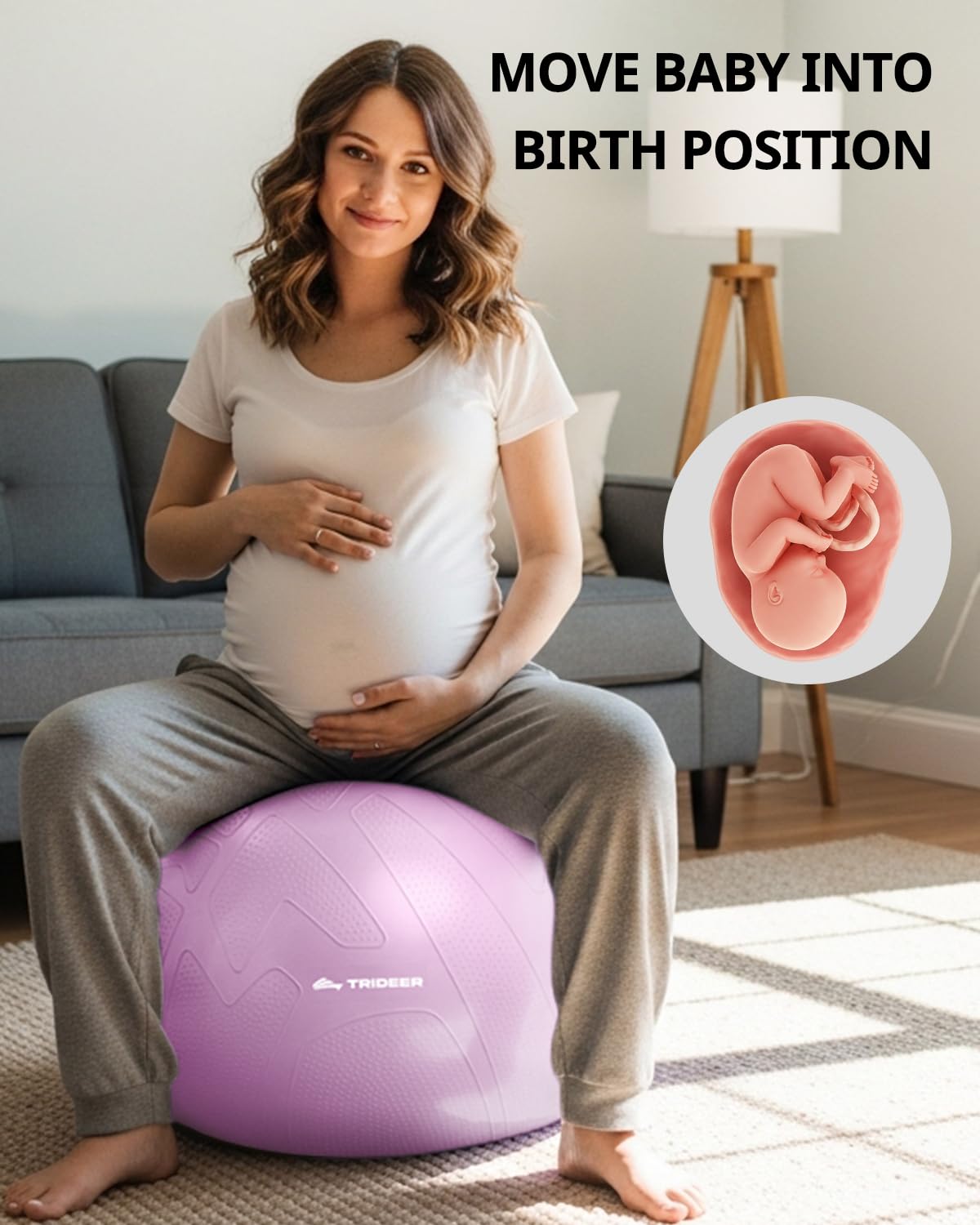Trideer Pregnancy Yoga Ball – 440LB Anti-Burst, Non-Slip