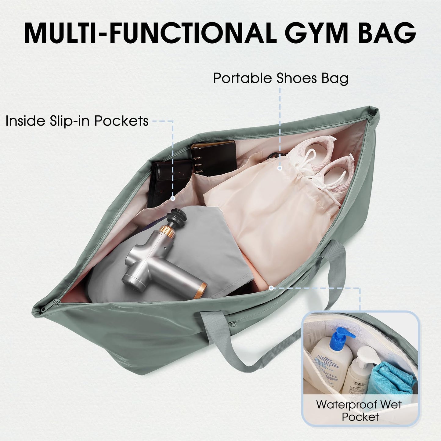 Large Yoga Mat Bag with Shoe & Wet Pocket