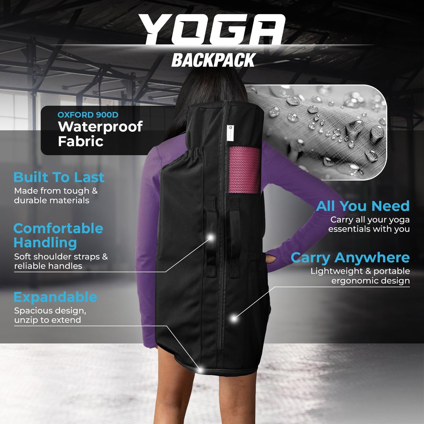 MAGNILAY Yoga Mat Bag with Adjustable Strap & Pockets