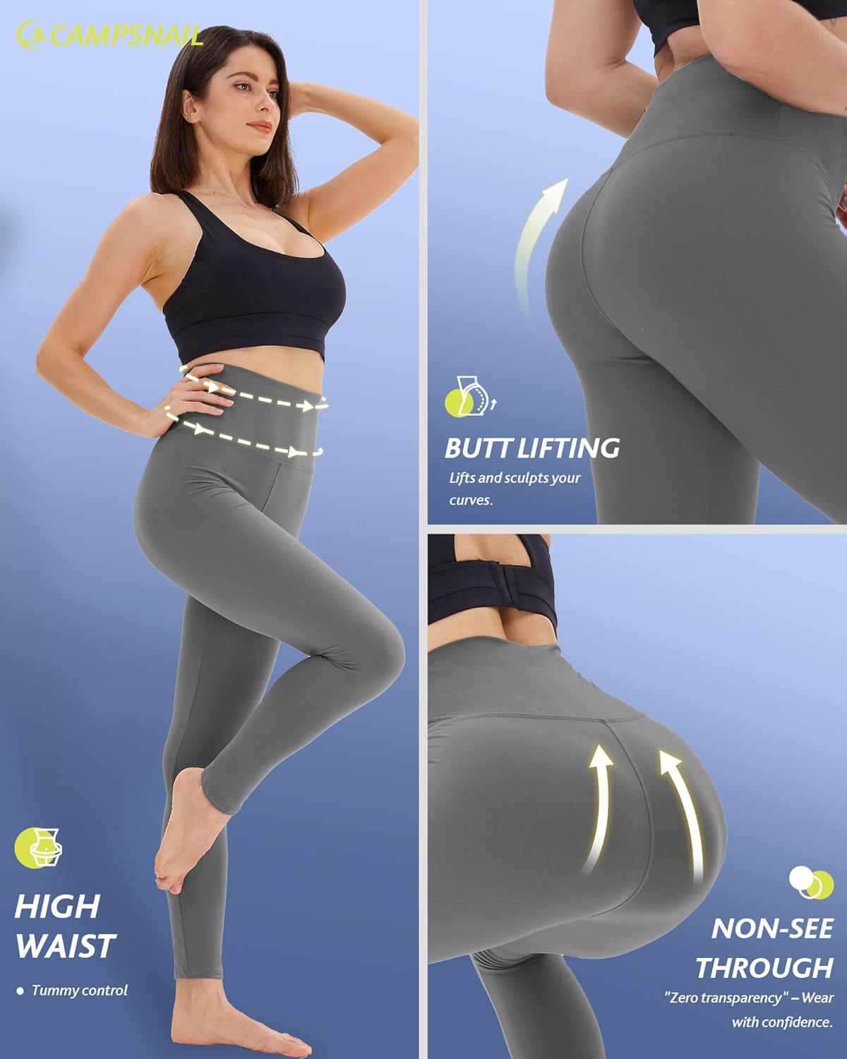 CAMPSNAIL 4-Pack Women’s High Waisted Leggings
