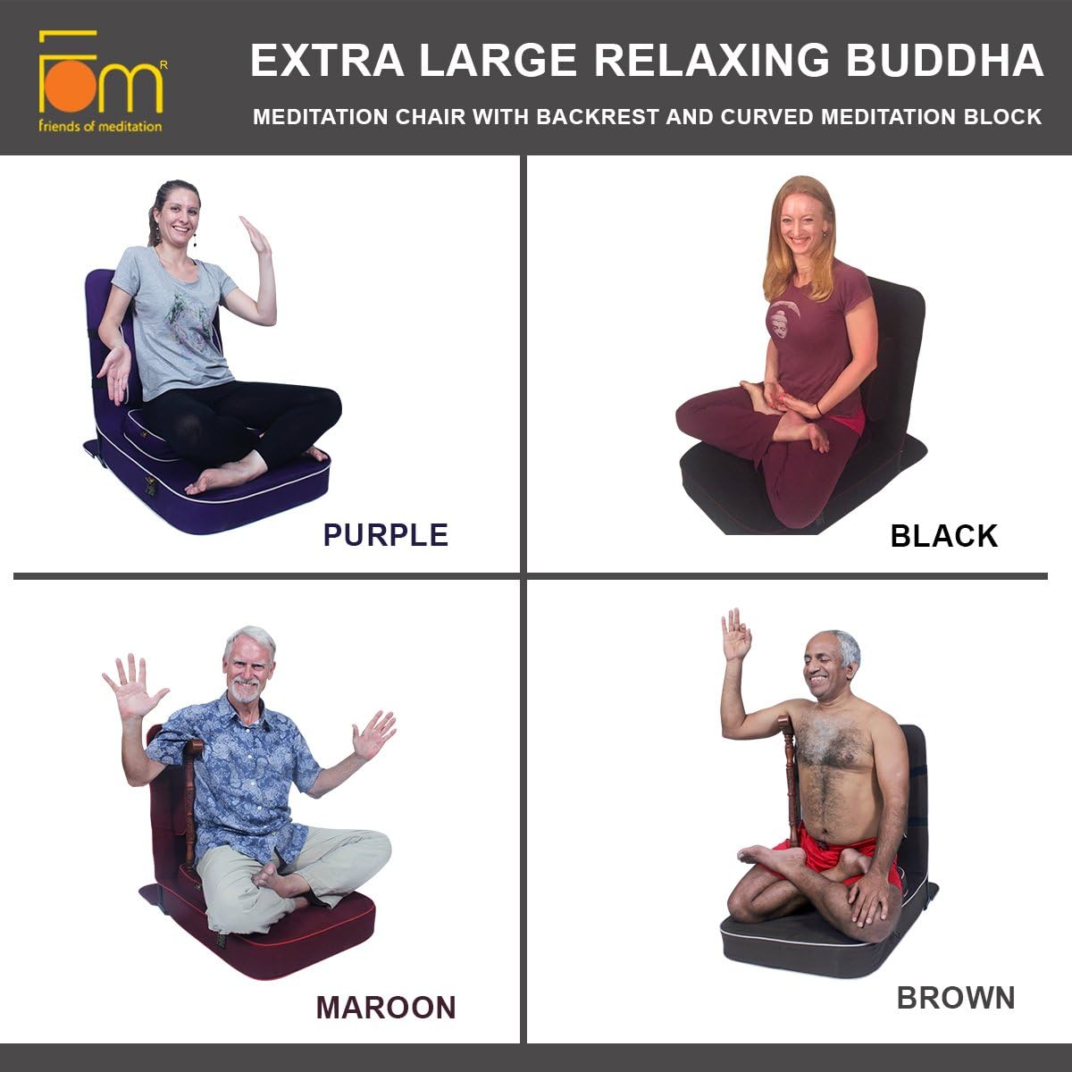 Extra Large Meditation Chair, Black (4-Pack)