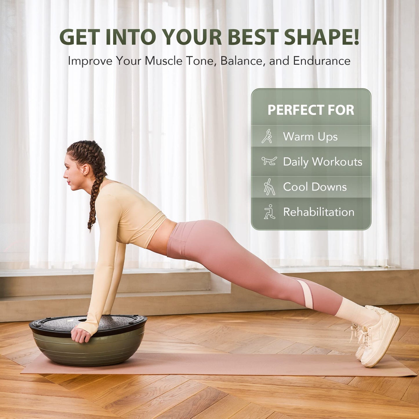 ZELUS Balance Ball Trainer with Resistance Bands