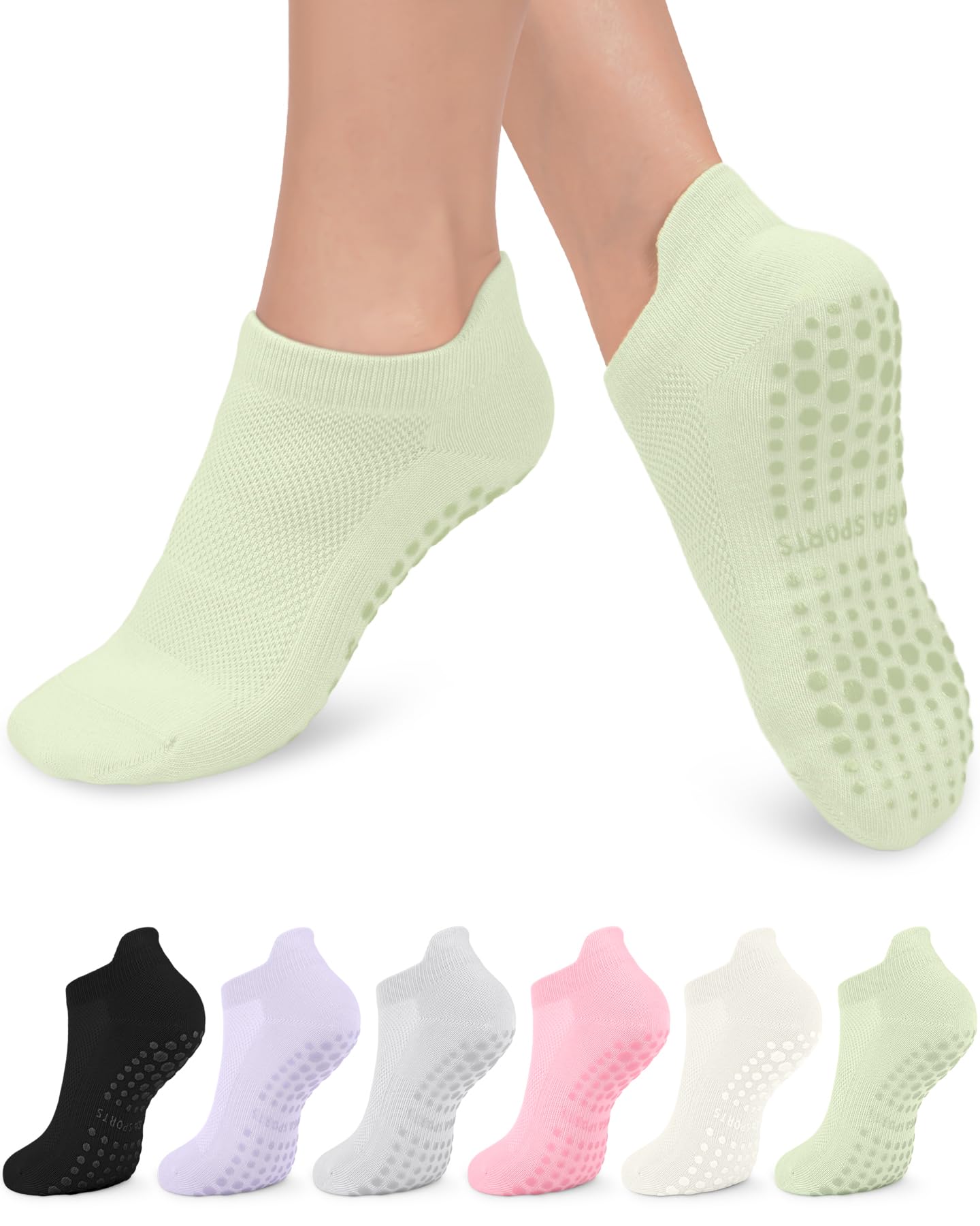 6 Pairs Women’s Non-Slip Pilates & Yoga Socks