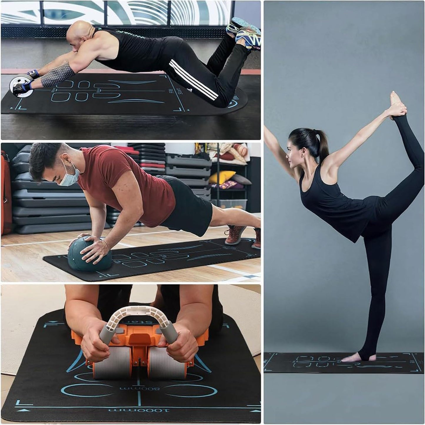 Non-Slip 7mm Exercise & Ab Roller Mat with Bag