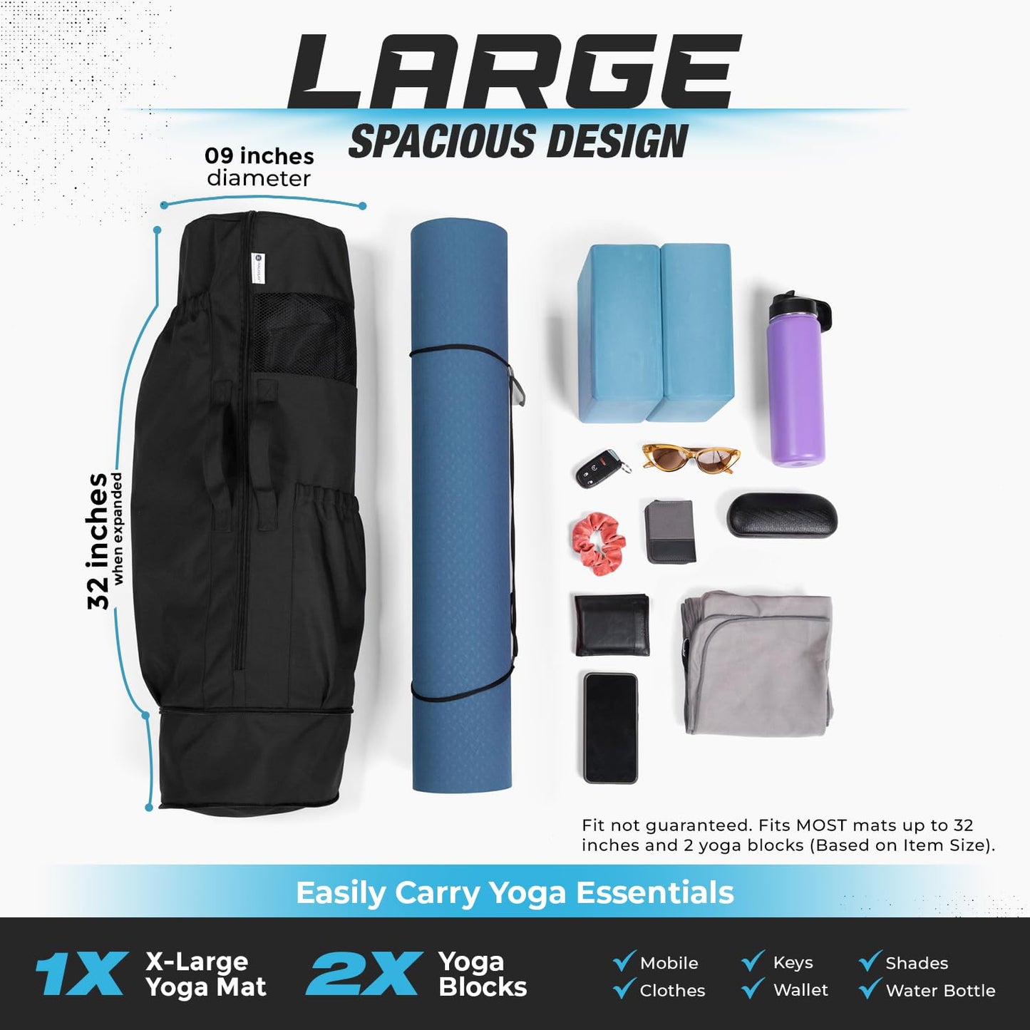 MAGNILAY Yoga Mat Bag with Adjustable Strap & Pockets