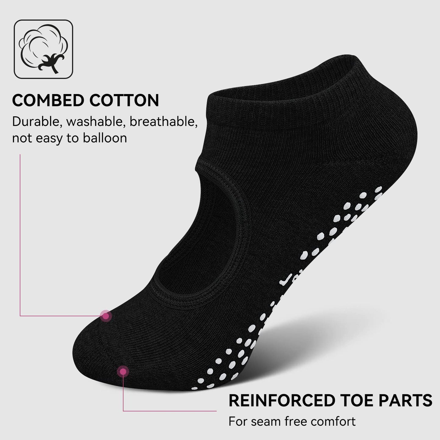 Non-Slip Yoga Socks with Grips for Women