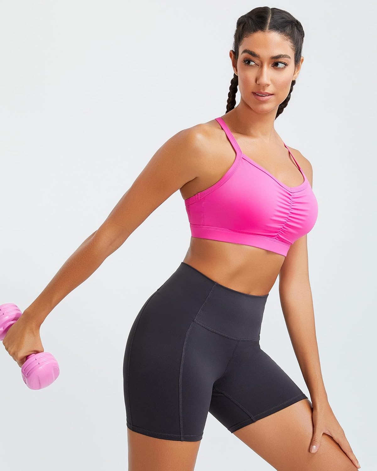 RUNNING GIRL Ruched V-Neck Sports Bra