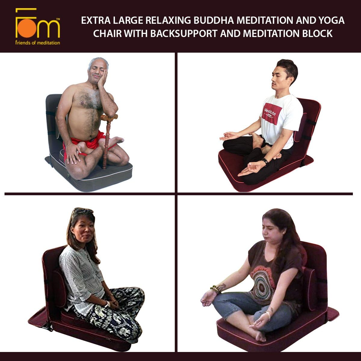 Extra Large Meditation Chair, Black (4-Pack)
