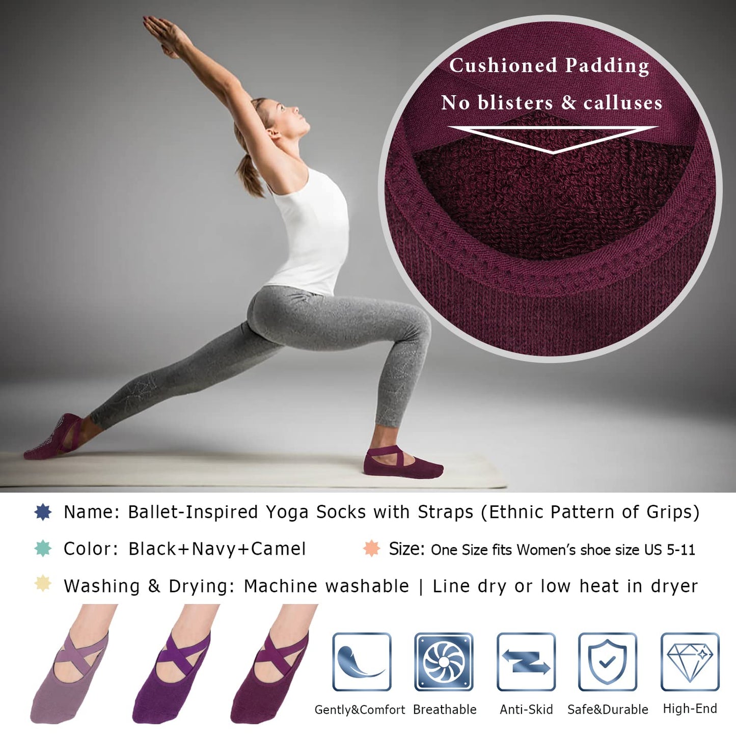 Ozaiic Non-Slip Yoga Socks for Women