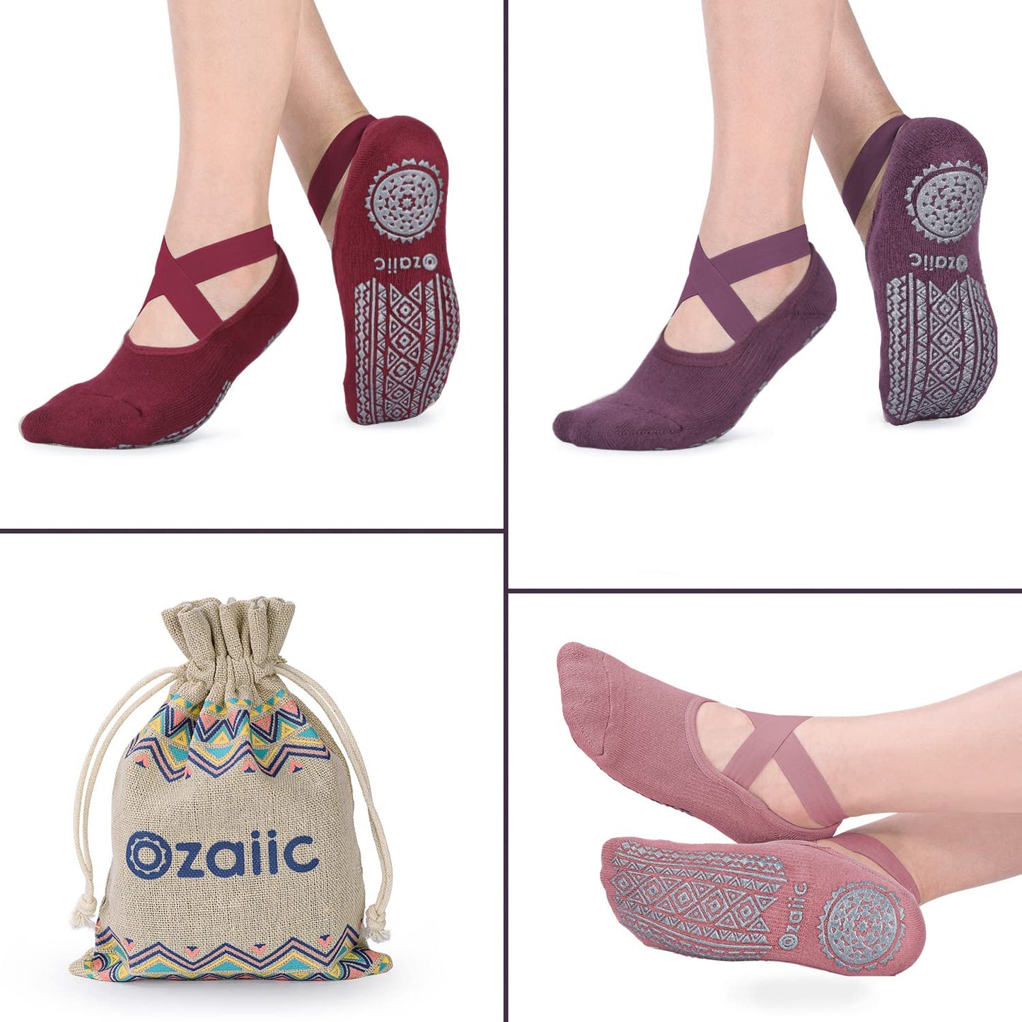 Ozaiic Non-Slip Yoga Socks for Women