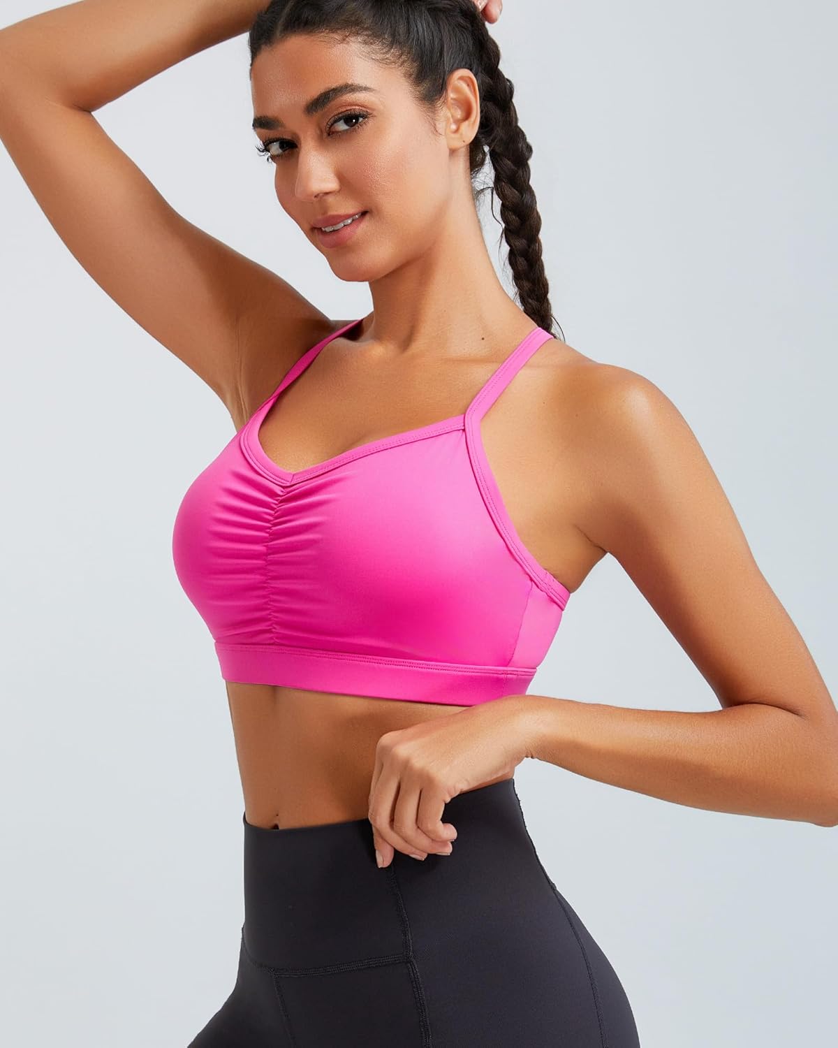 RUNNING GIRL Ruched V-Neck Sports Bra
