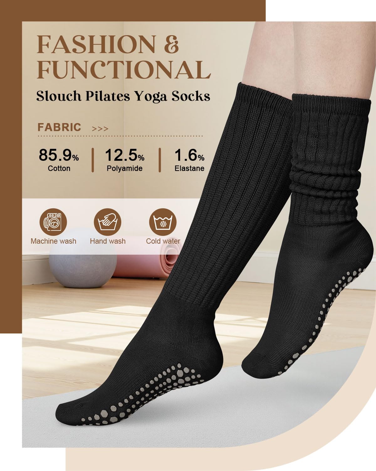 Century Star Non-Slip Yoga Pilates Socks