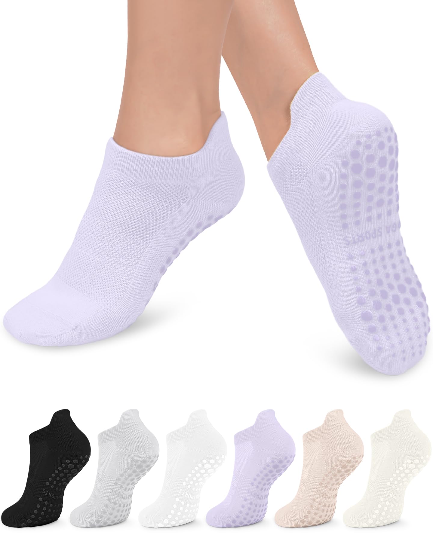 6 Pairs Women’s Non-Slip Pilates & Yoga Socks
