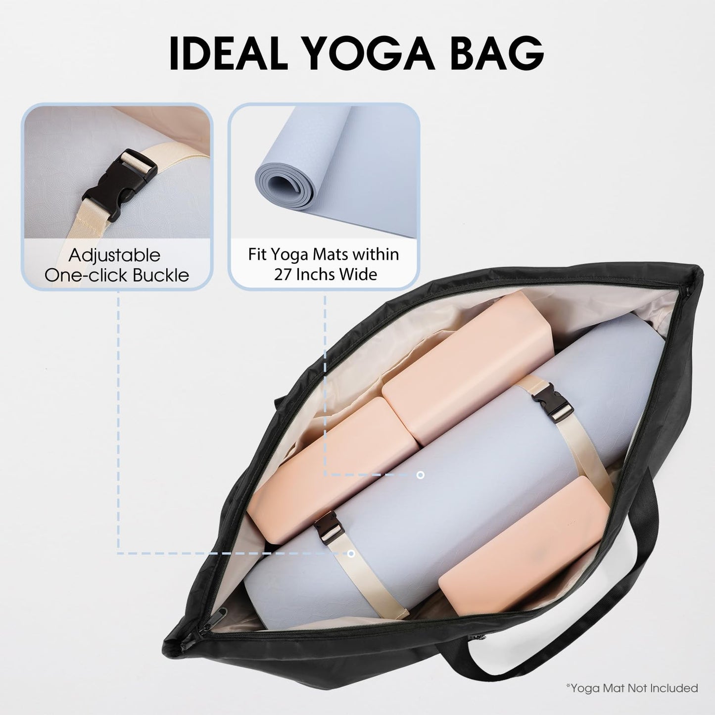 Large Yoga Mat Bag with Shoe & Wet Pocket