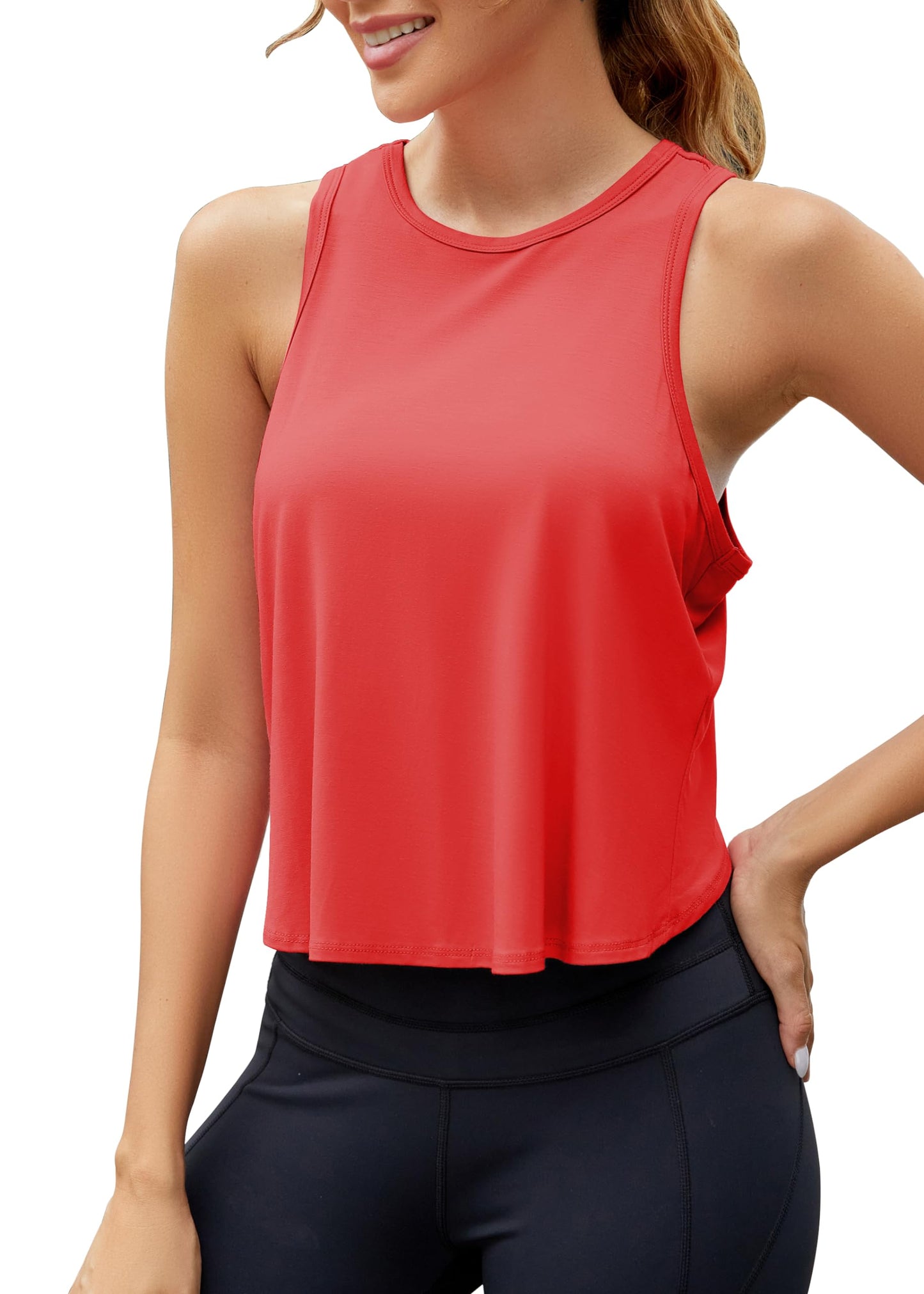 Mippo Cropped Open Back Workout Tank Top