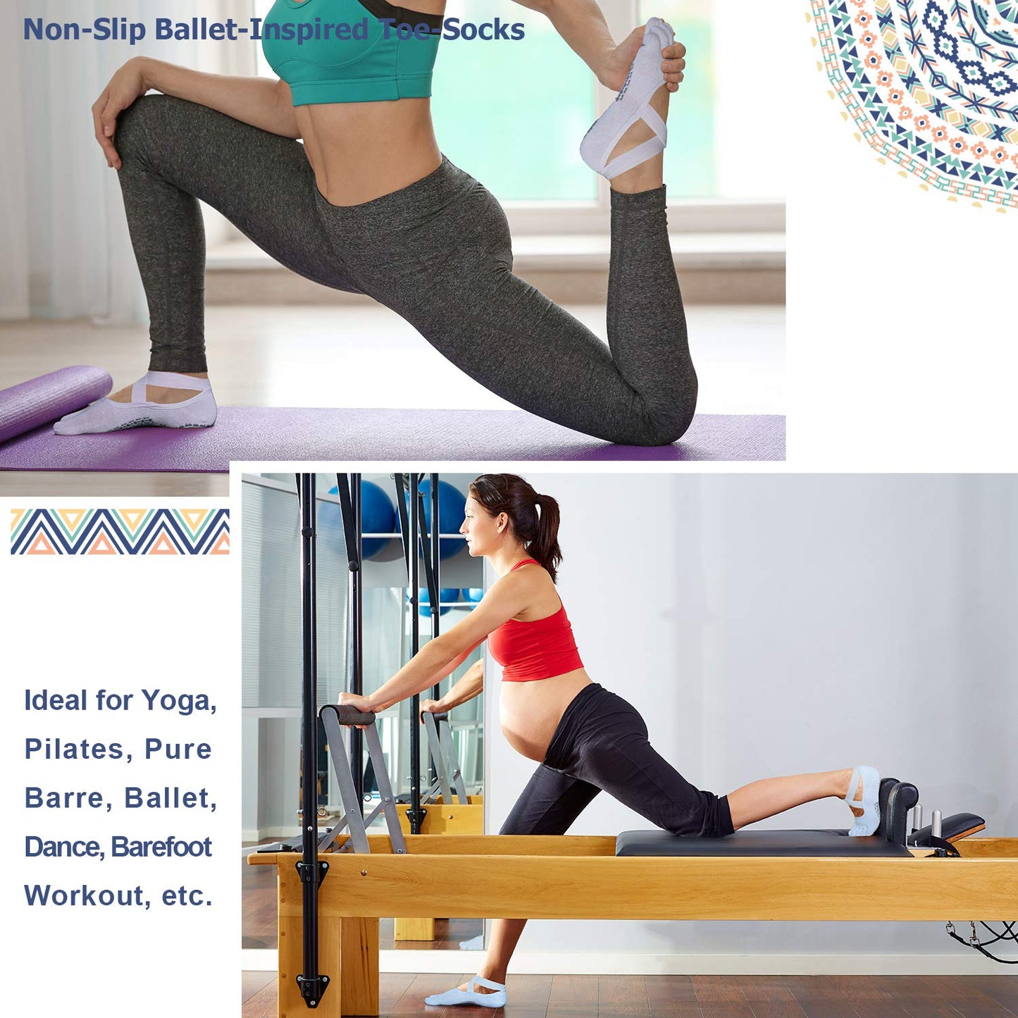 Ozaiic Women’s Non-Slip Yoga Socks with Grips