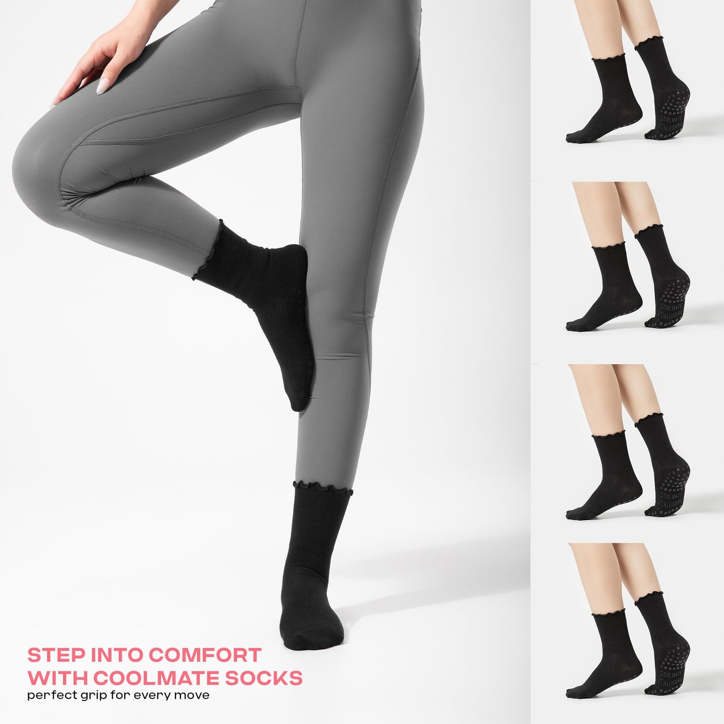 CoolMate Women’s Non-Slip Pilates Yoga Socks