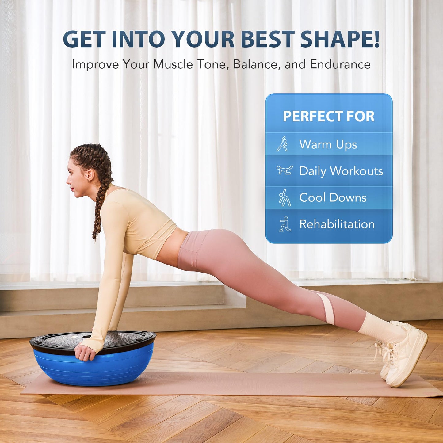 ZELUS Balance Ball Trainer with Resistance Bands