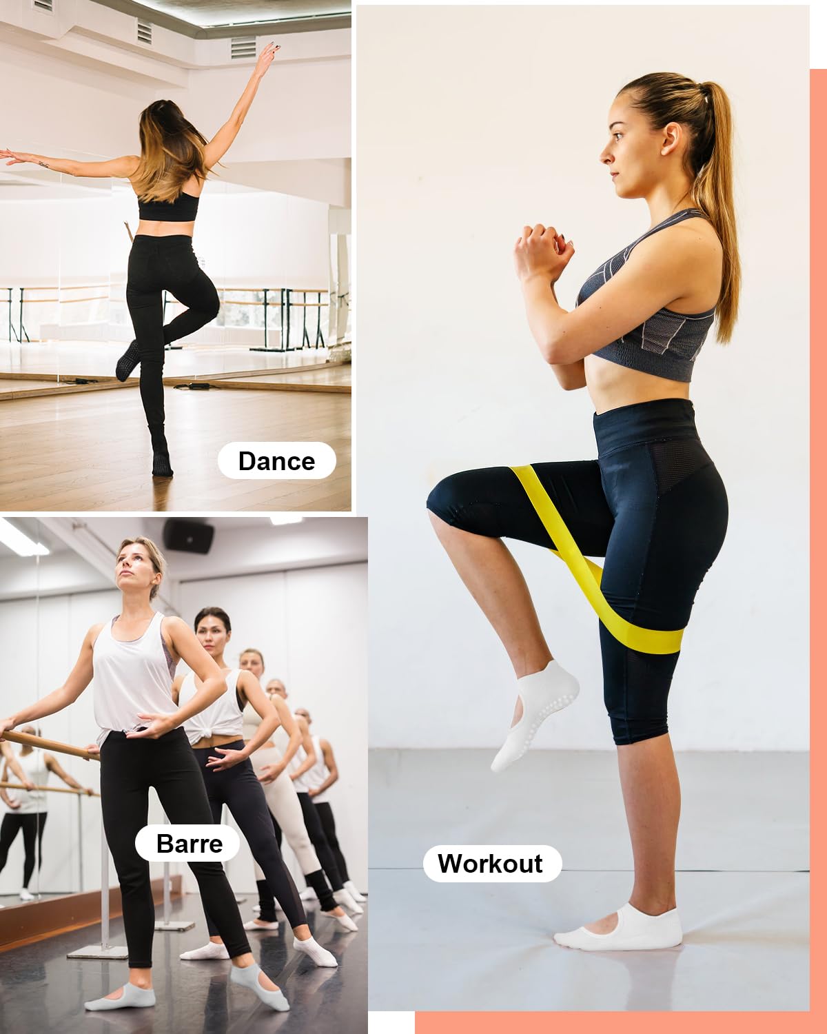 6 Pairs Women’s Non-Slip Pilates & Yoga Socks