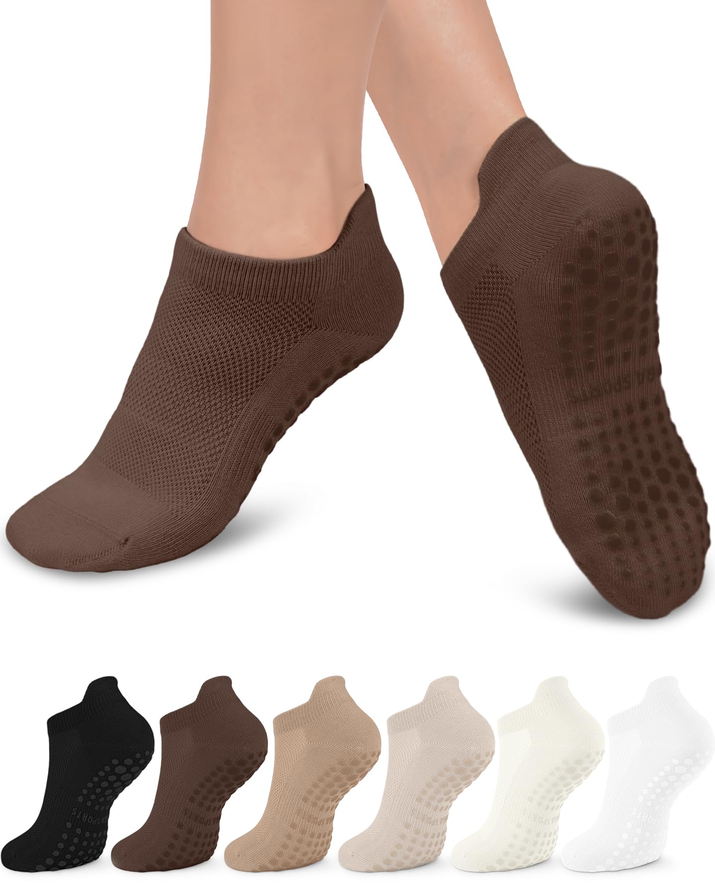 6 Pairs Women’s Non-Slip Pilates & Yoga Socks