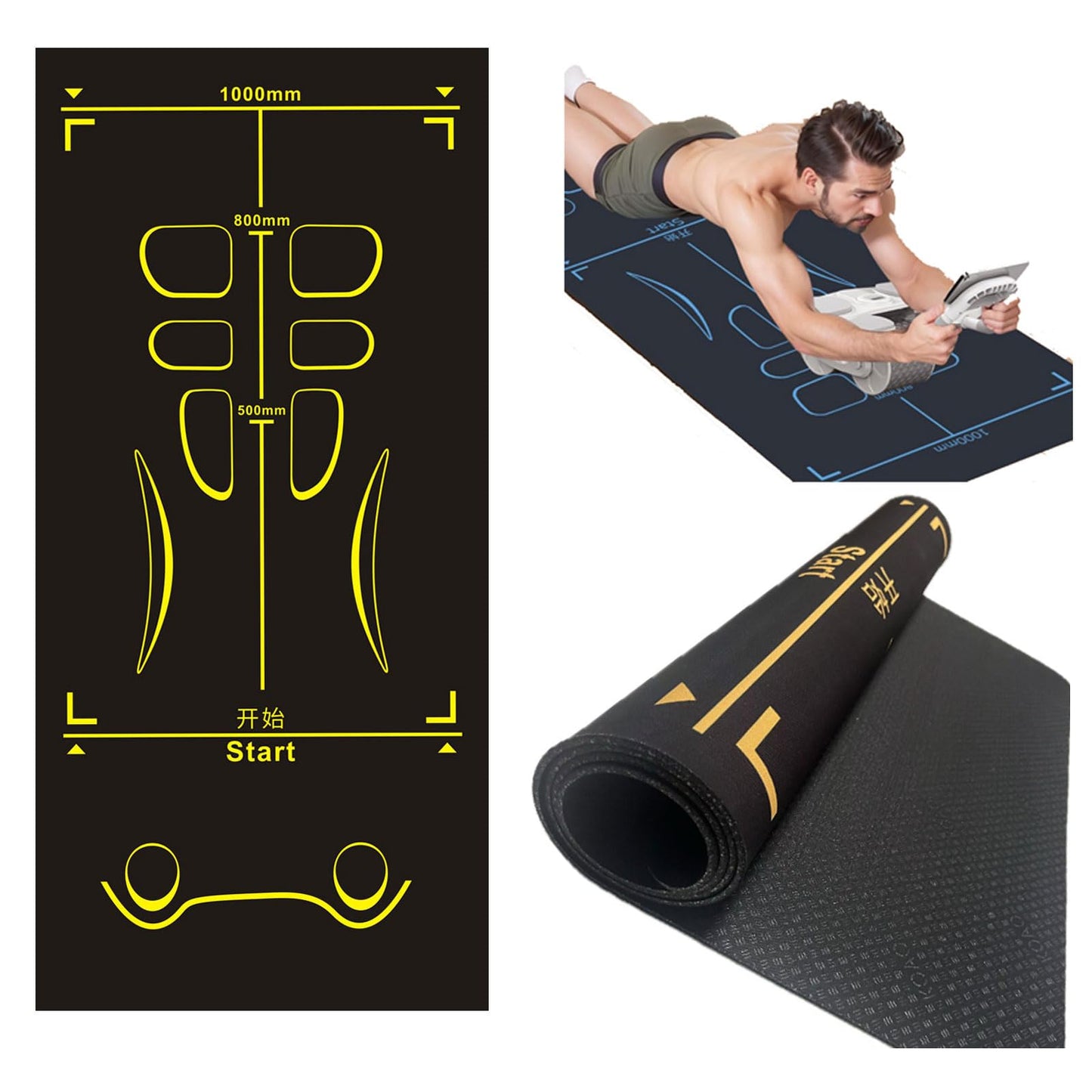 Non-Slip 7mm Exercise & Ab Roller Mat with Bag
