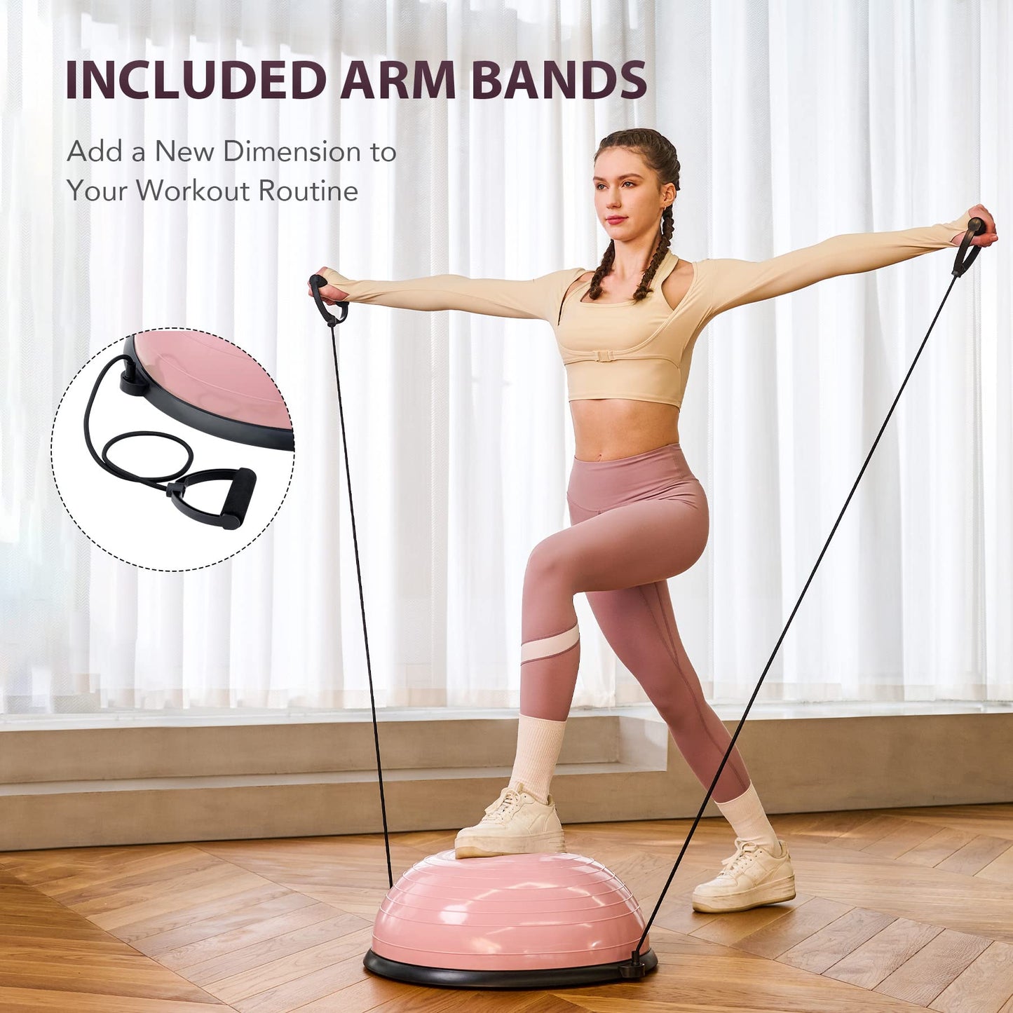 ZELUS Balance Ball Trainer with Resistance Bands