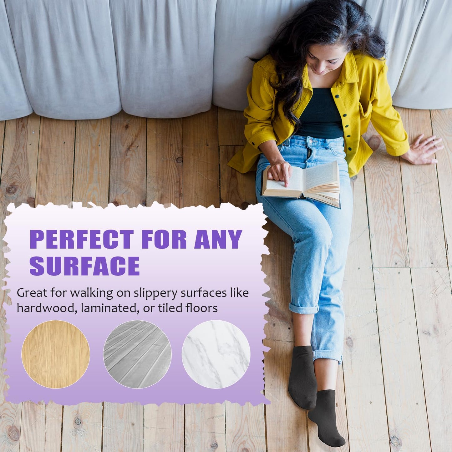 YeuG Non-Slip Pilates Socks for Women (4/6 Pairs)