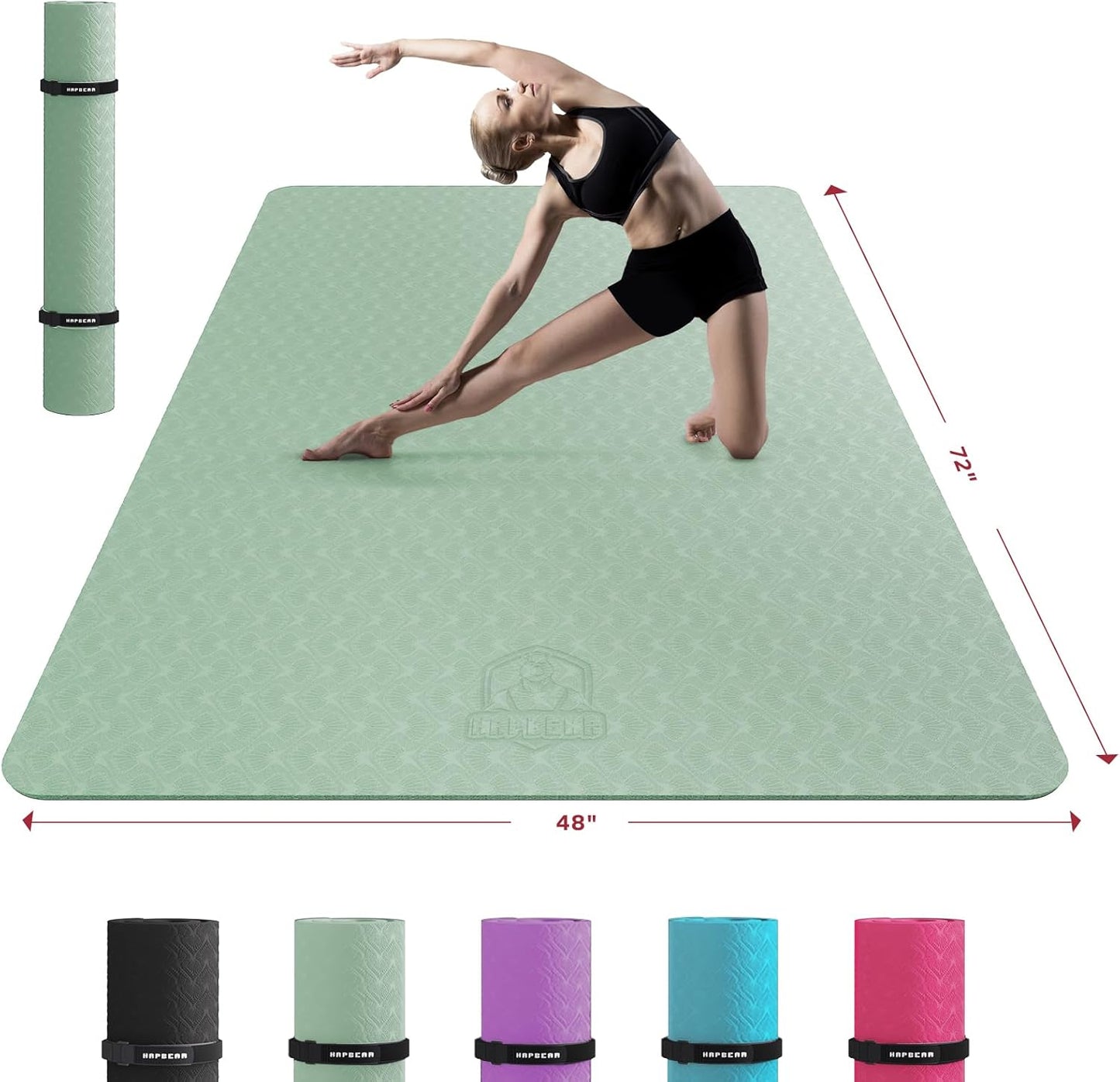 HAPBEAR Extra-Large Non-Slip Yoga & Exercise Mat