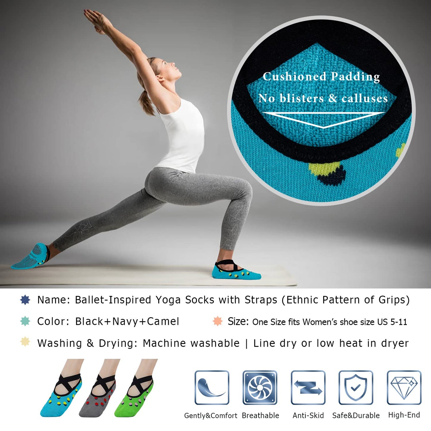 Ozaiic Non-Slip Yoga Socks for Women