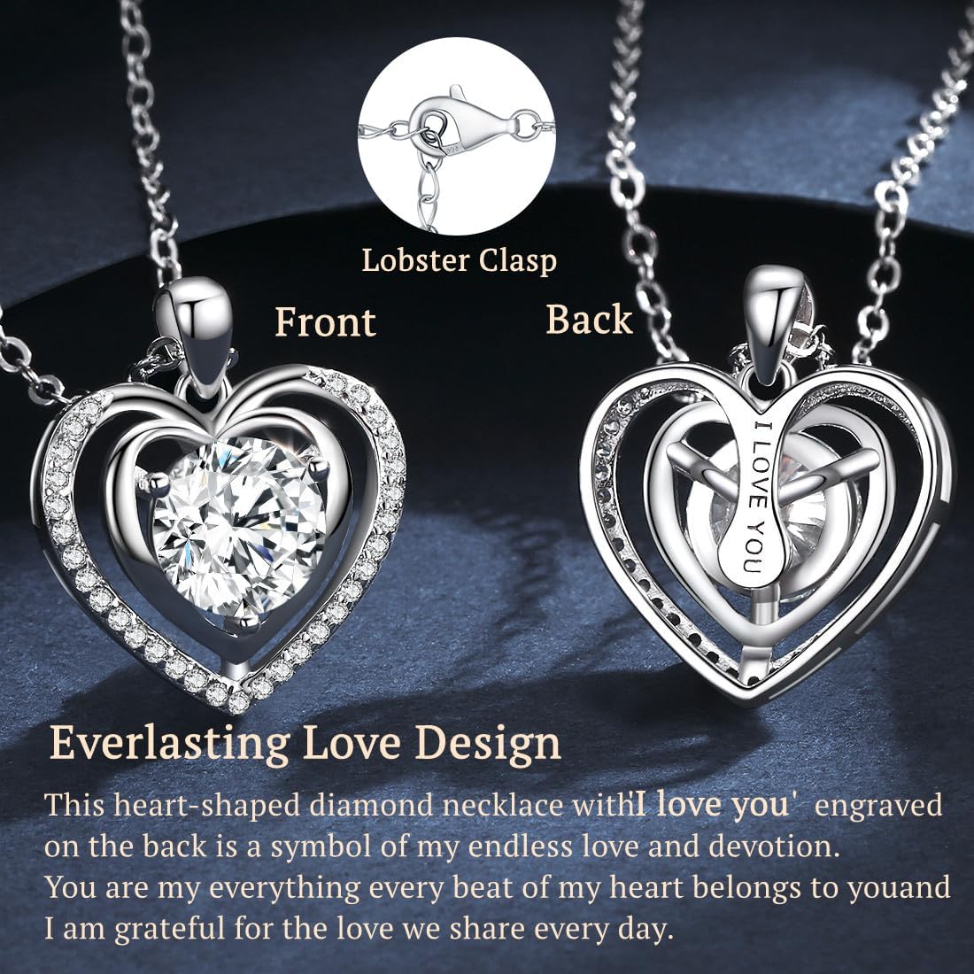 Diamond Heart Pendant & Moissanite Earrings Set
