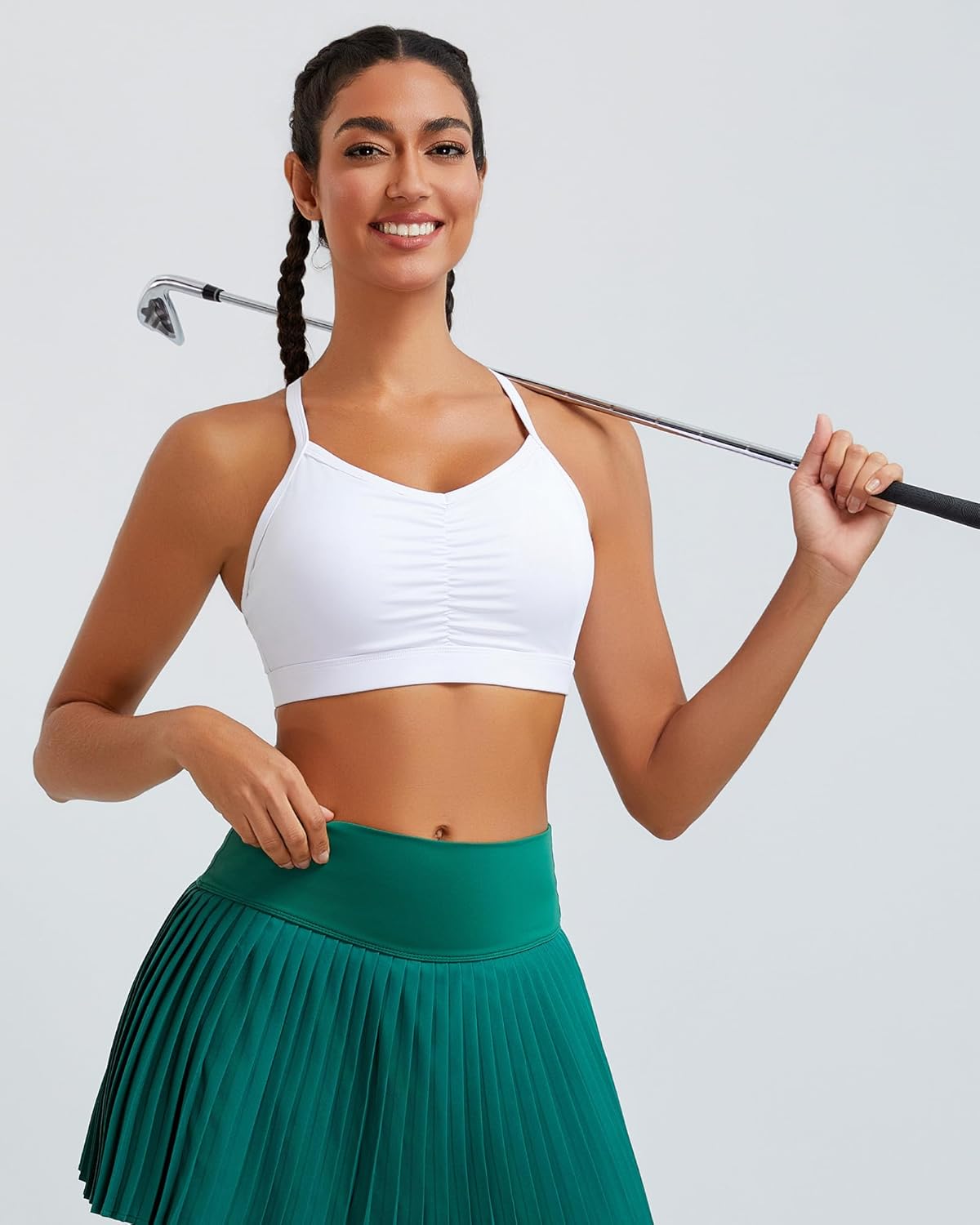 RUNNING GIRL Ruched V-Neck Sports Bra