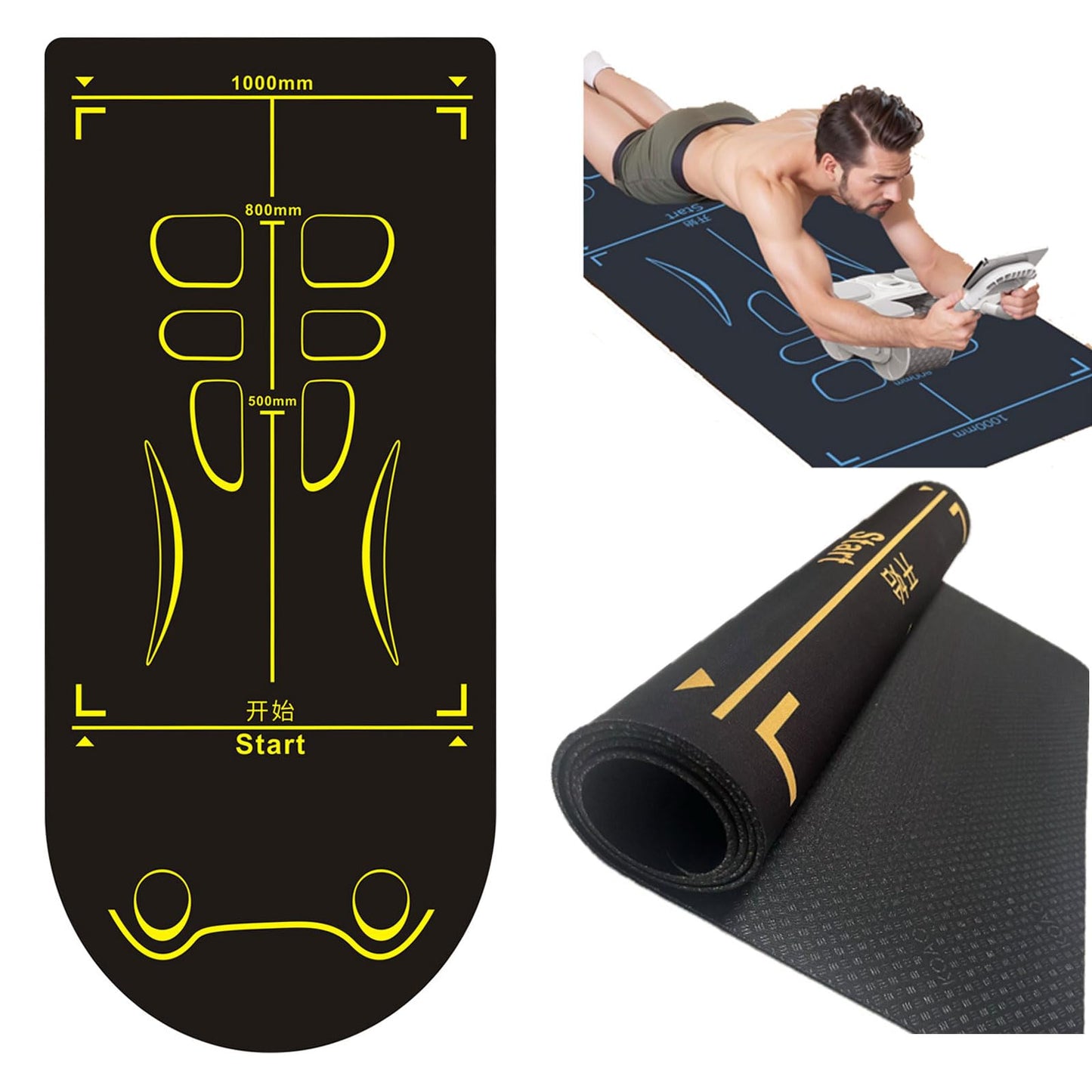 Non-Slip 7mm Exercise & Ab Roller Mat with Bag