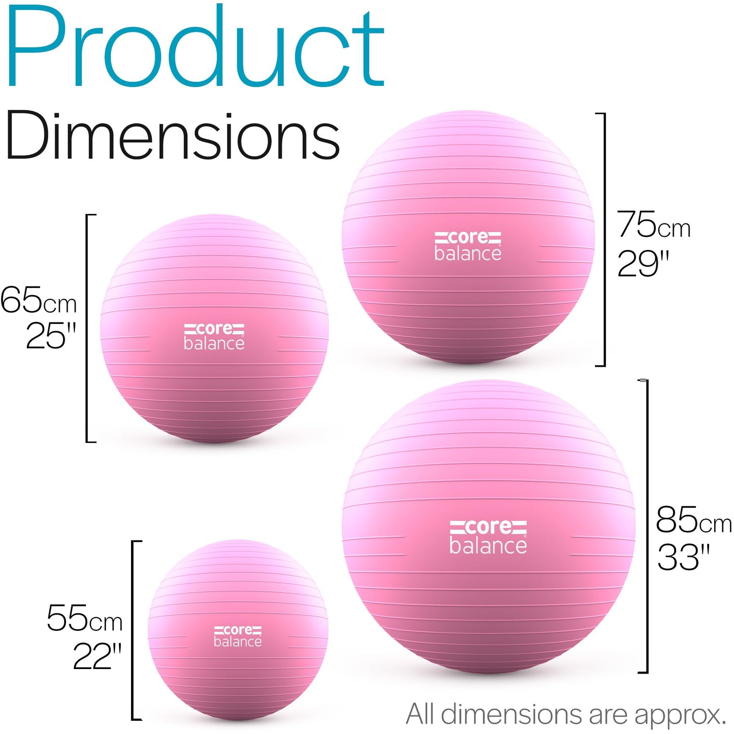 Exercise Ball – Anti-Burst, Slip-Resistant, with Pump