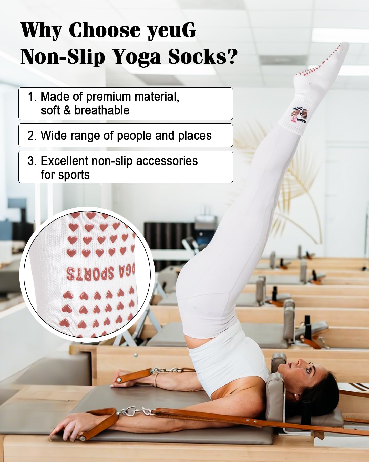 YeuG Non-Slip Pilates Socks for Women (4/6 Pairs)