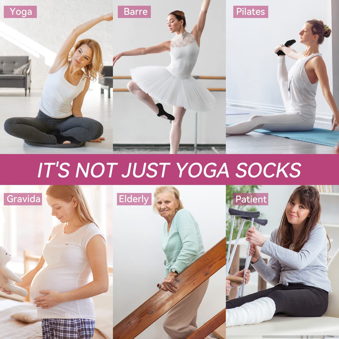 Non-Slip Yoga Socks with Grips for Women