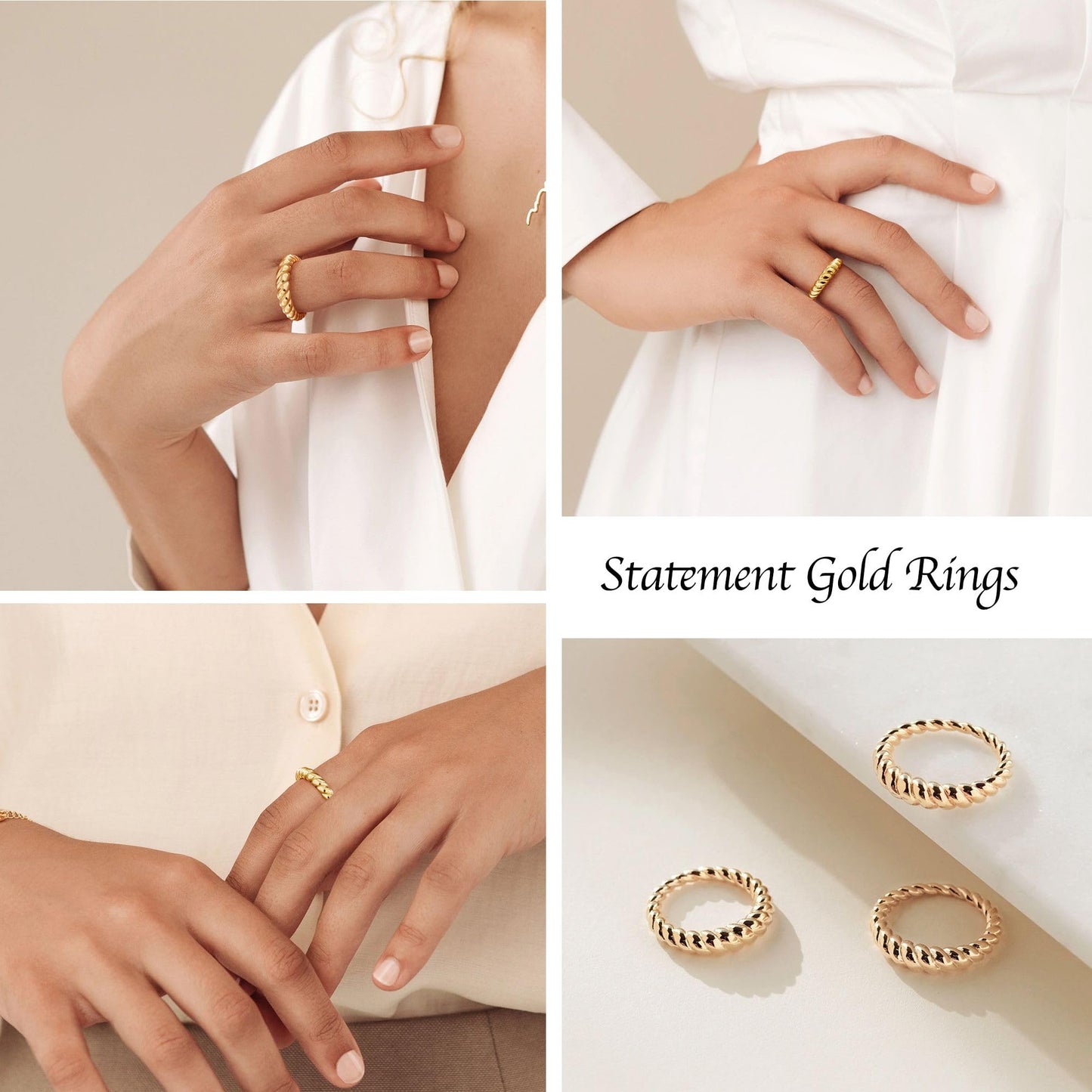 Gold Chunky Adjustable Rings