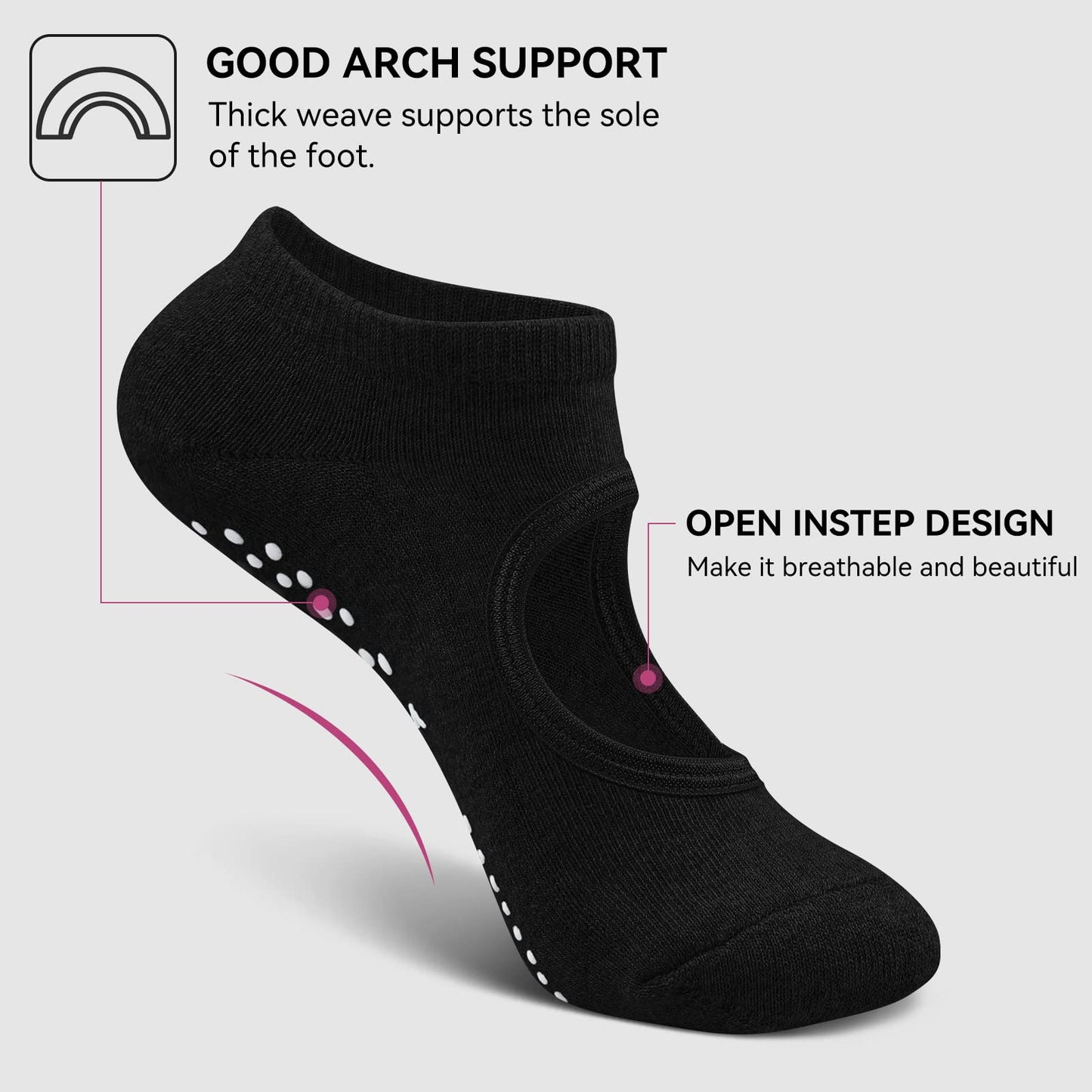 Non-Slip Yoga Socks with Grips for Women